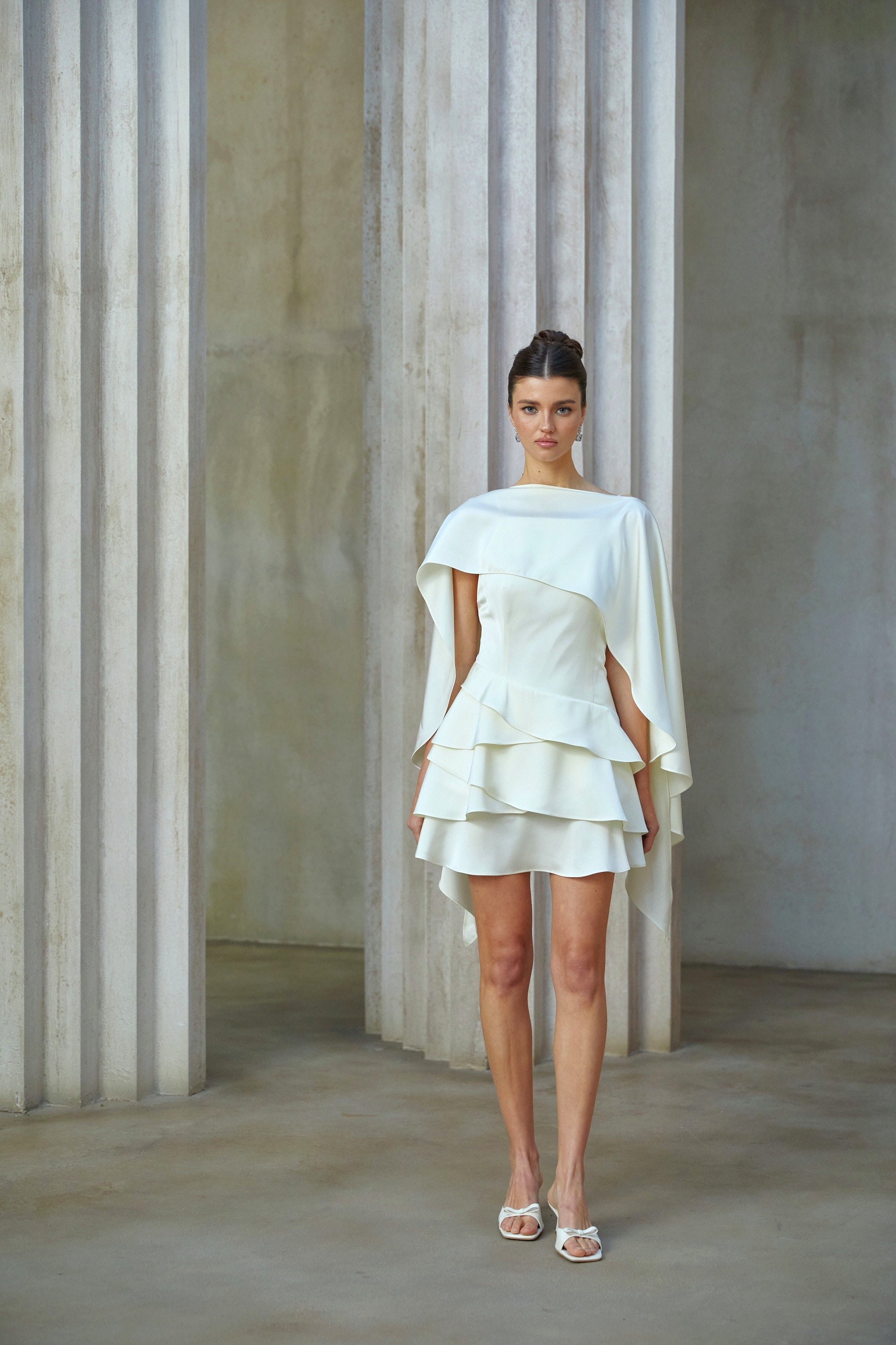 Ruffled Satin Mini Dress