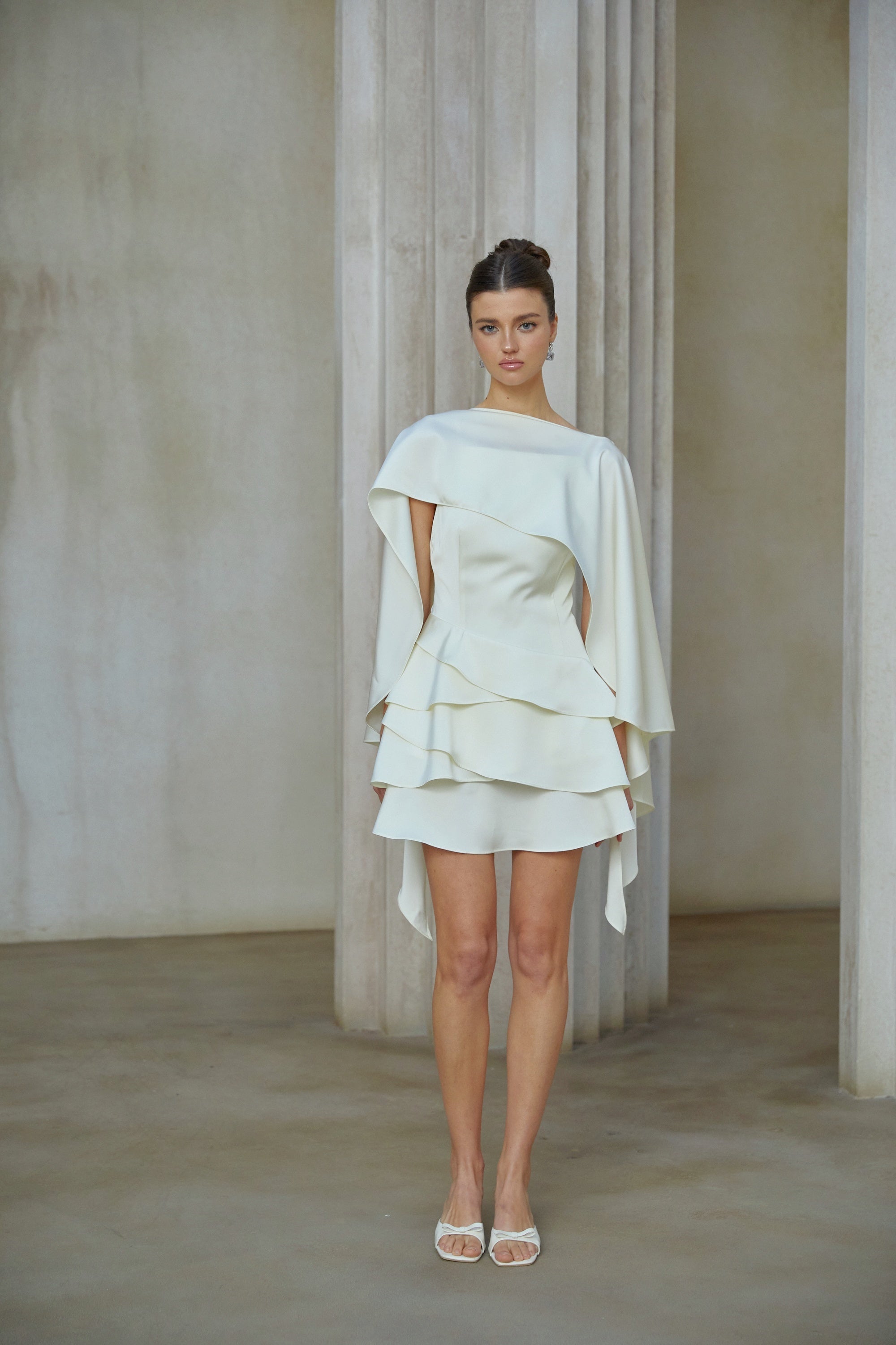 Ruffled Satin Mini Dress