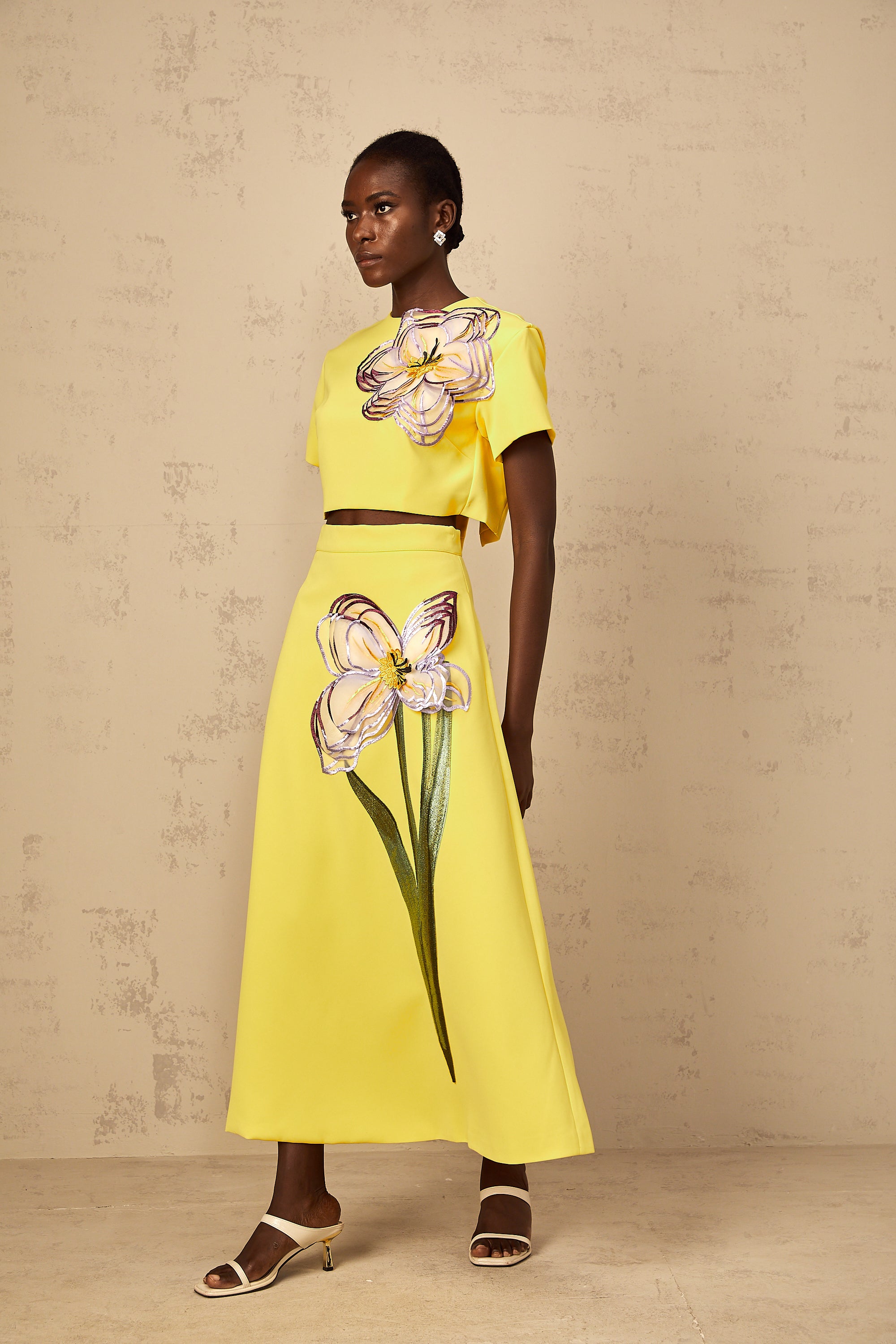 Irène Yellow Sequin Floral Embroidered Matching Set (Final Sale-US Only)