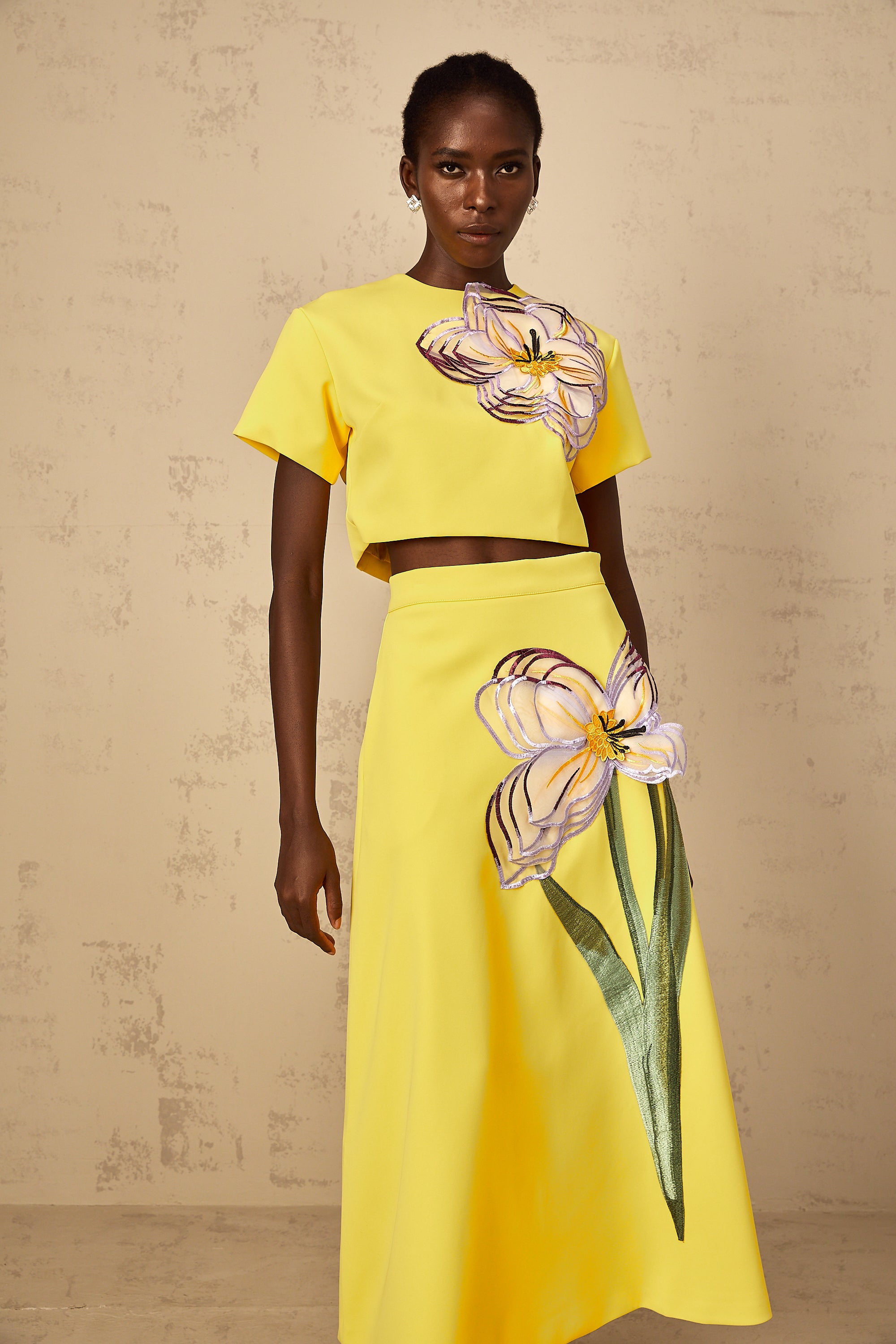 Irène Yellow Sequin Floral Embroidered Matching Set (Final Sale-US Only)