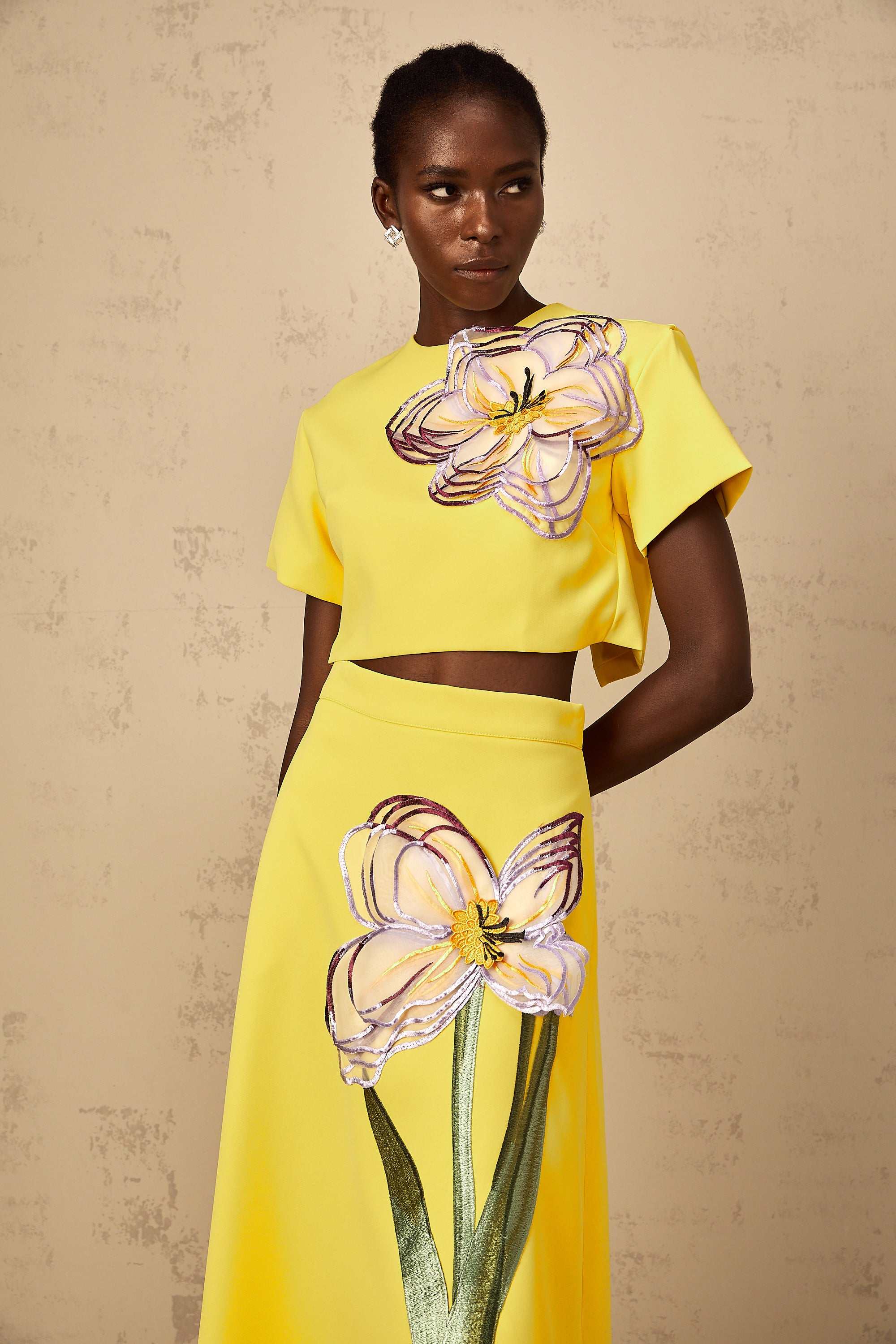 Irène Yellow Sequin Floral Embroidered Matching Set (Final Sale-US Only)
