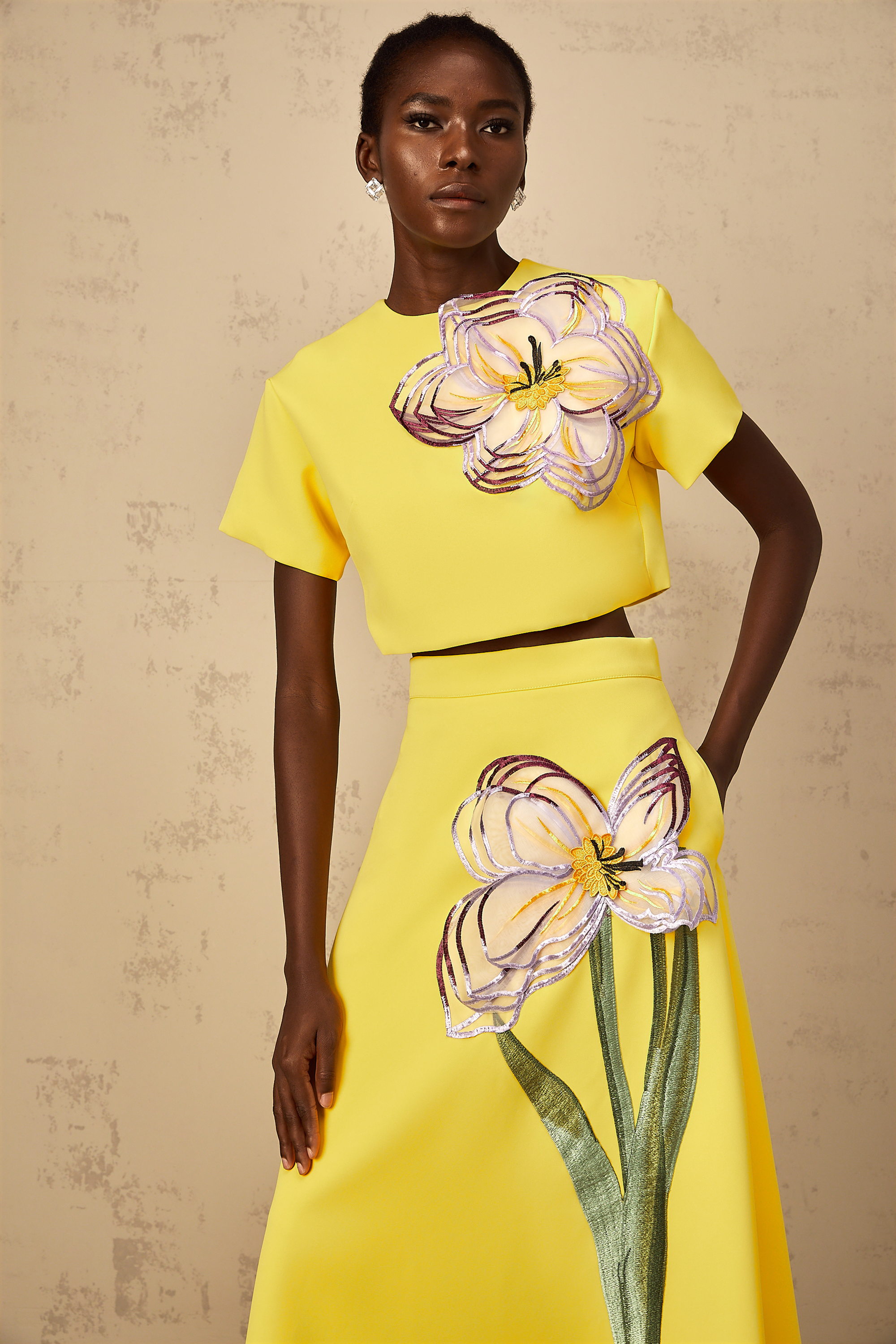 Irène Yellow Sequin Floral Embroidered Matching Set (Final Sale-US Only)
