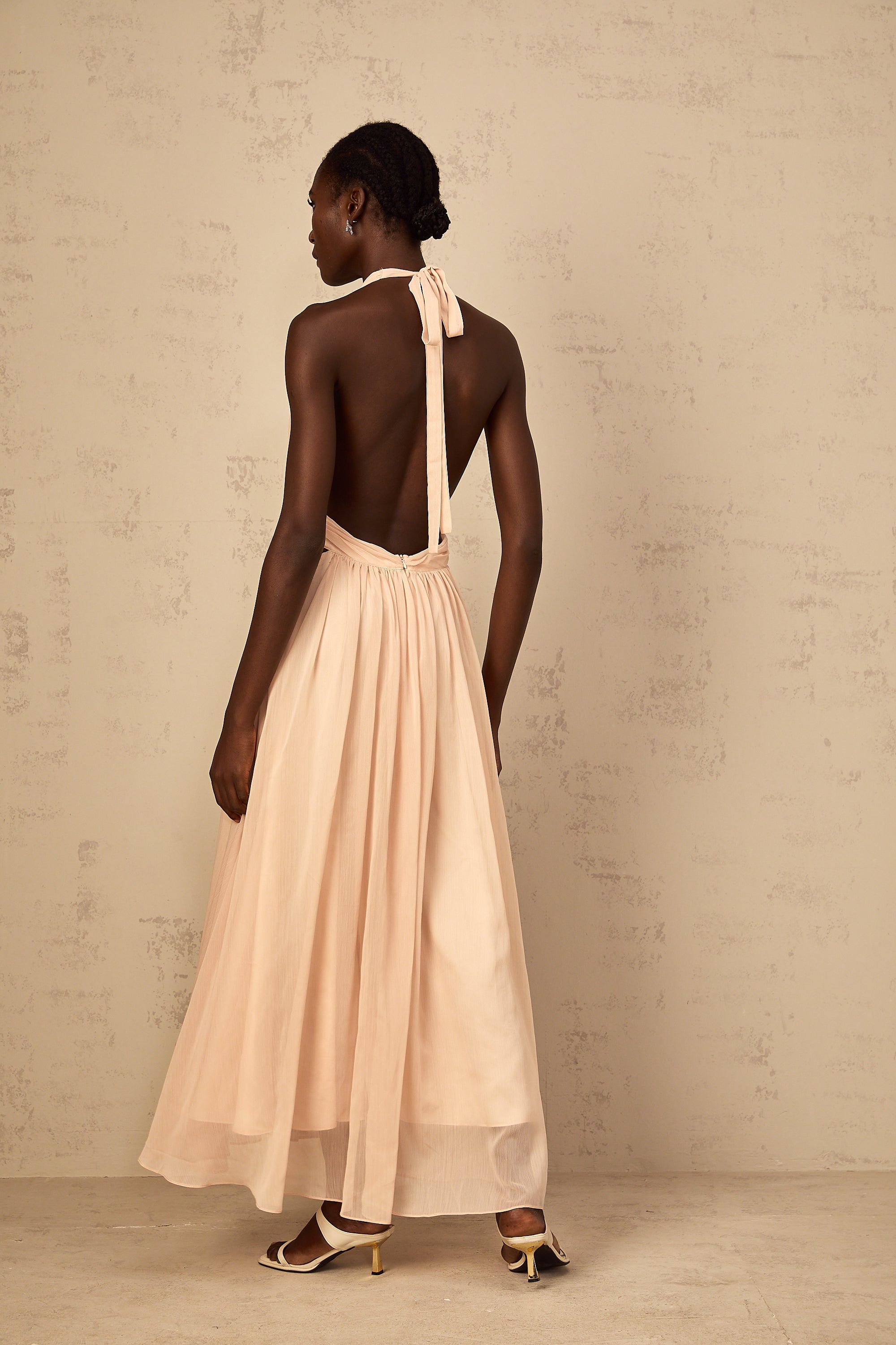 Dulcie Halterneck Shirred Tulle Maxi Dress (Final Sale-US Only)