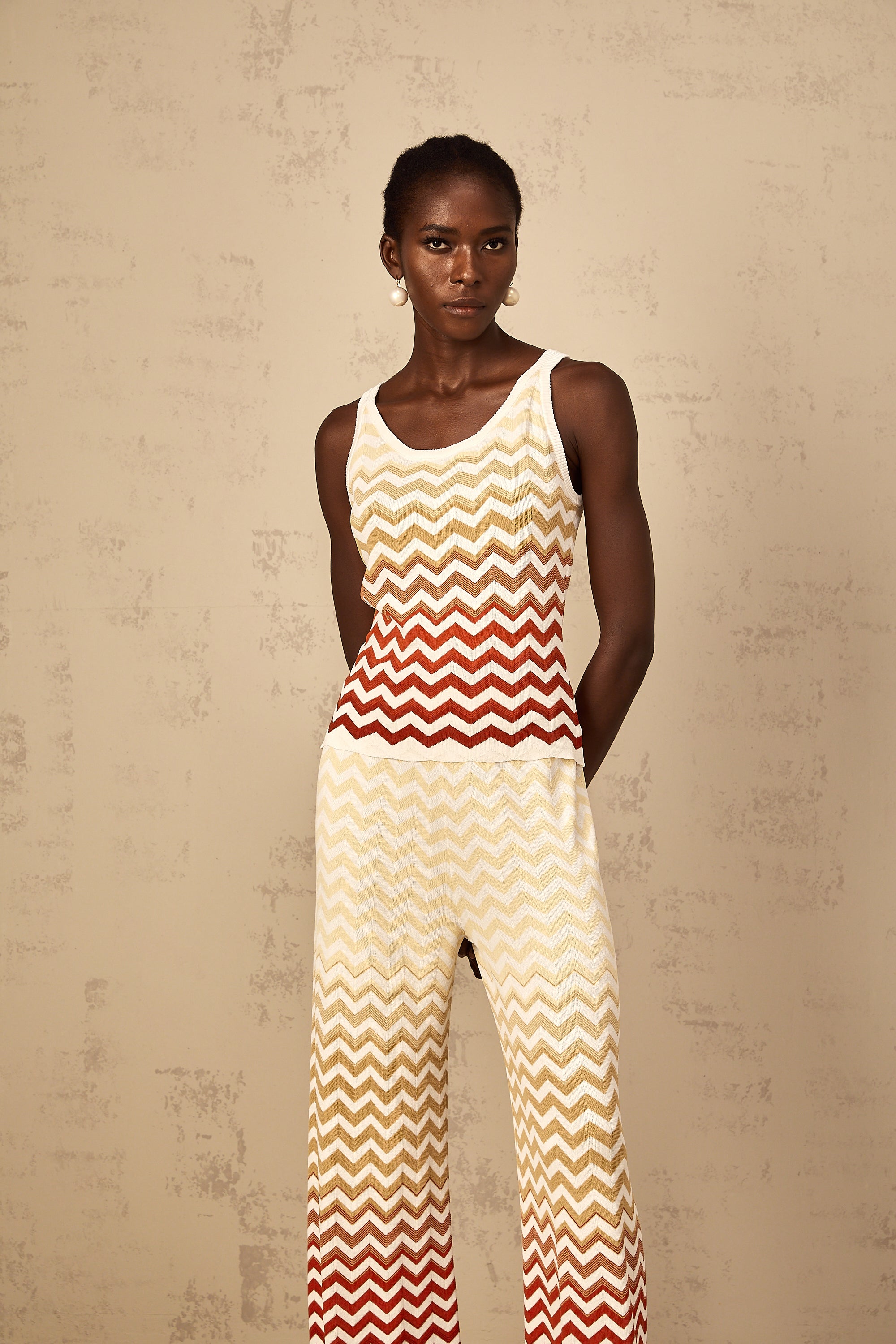 Isabelle Yellow Zigzag Knit Matching Set (Final Sale-US Only)