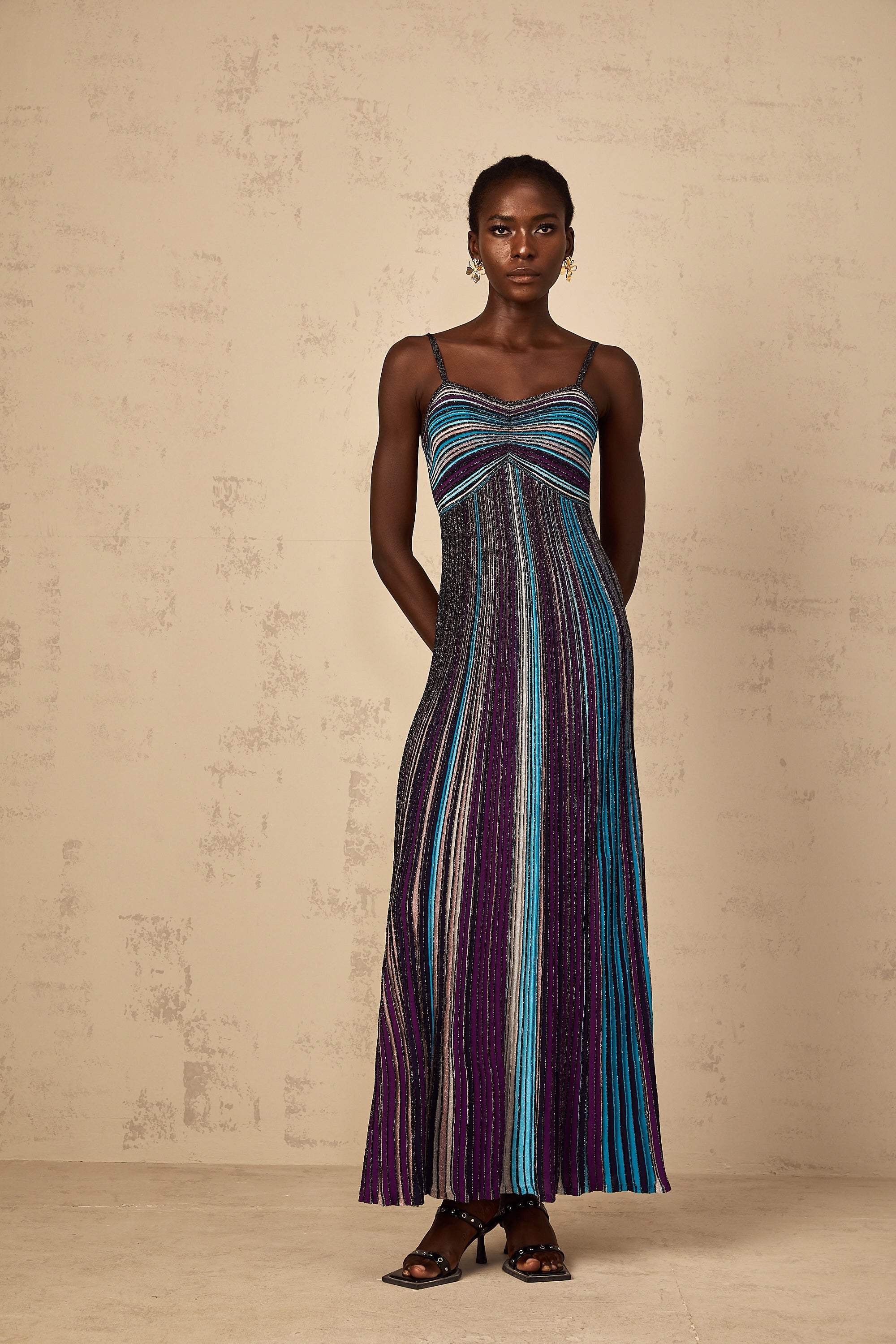 Bruyère Purple Sequin Striped Knit Maxi Dress (Final Sale-US Only)
