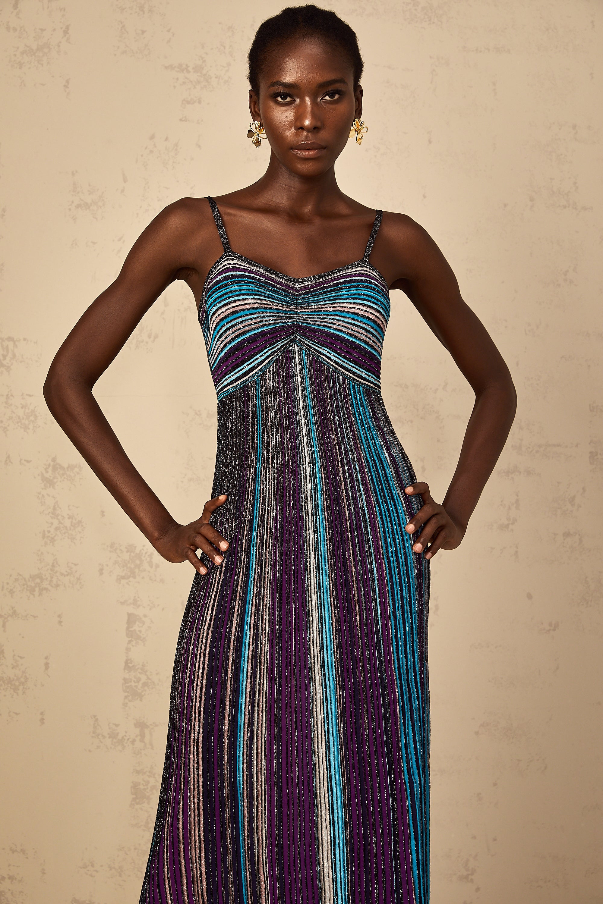 Bruyère Purple Sequin Striped Knit Maxi Dress (Final Sale-US Only)