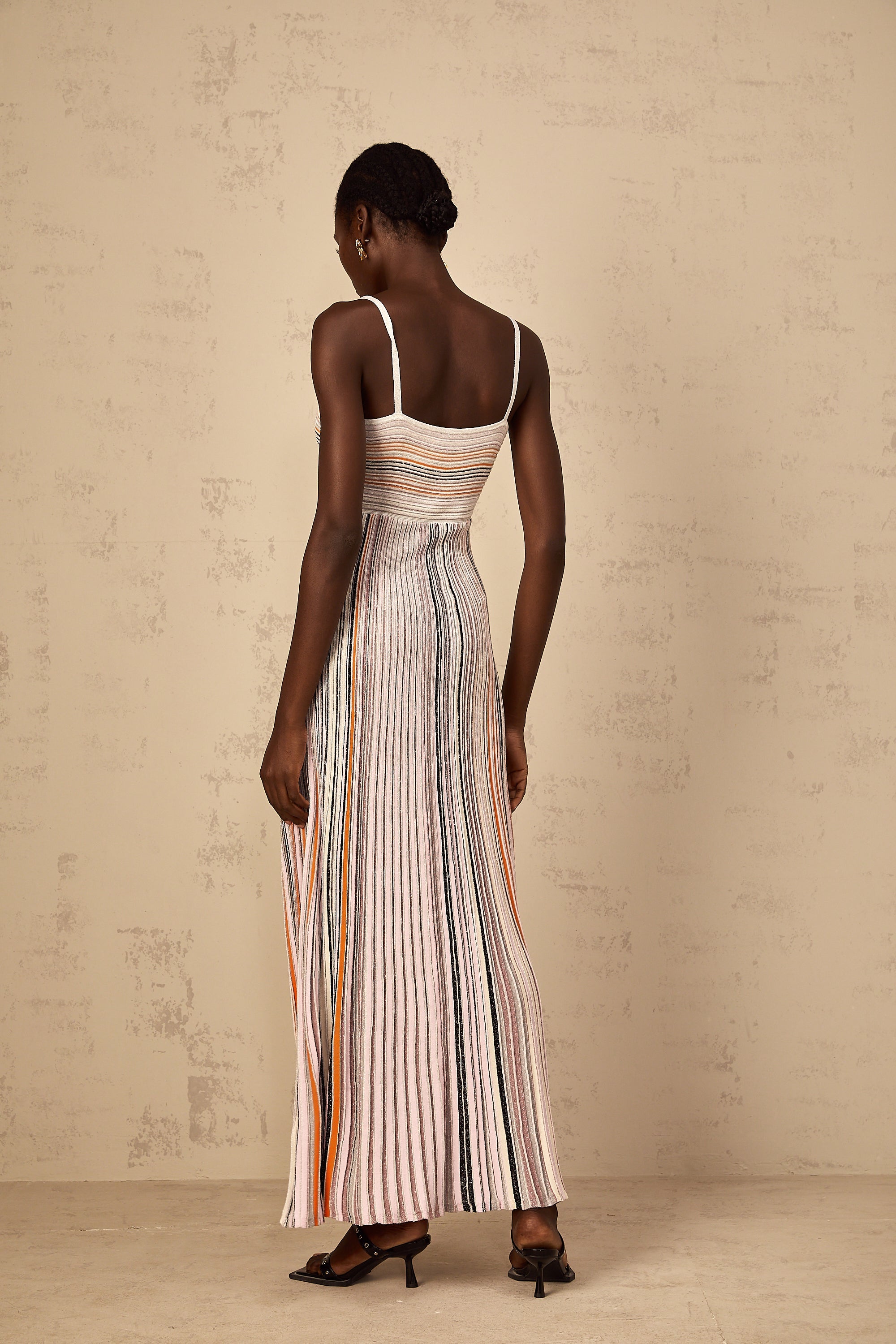Bruyère Neutral Sequin Striped Knit Maxi Dress (Final Sale-US Only)