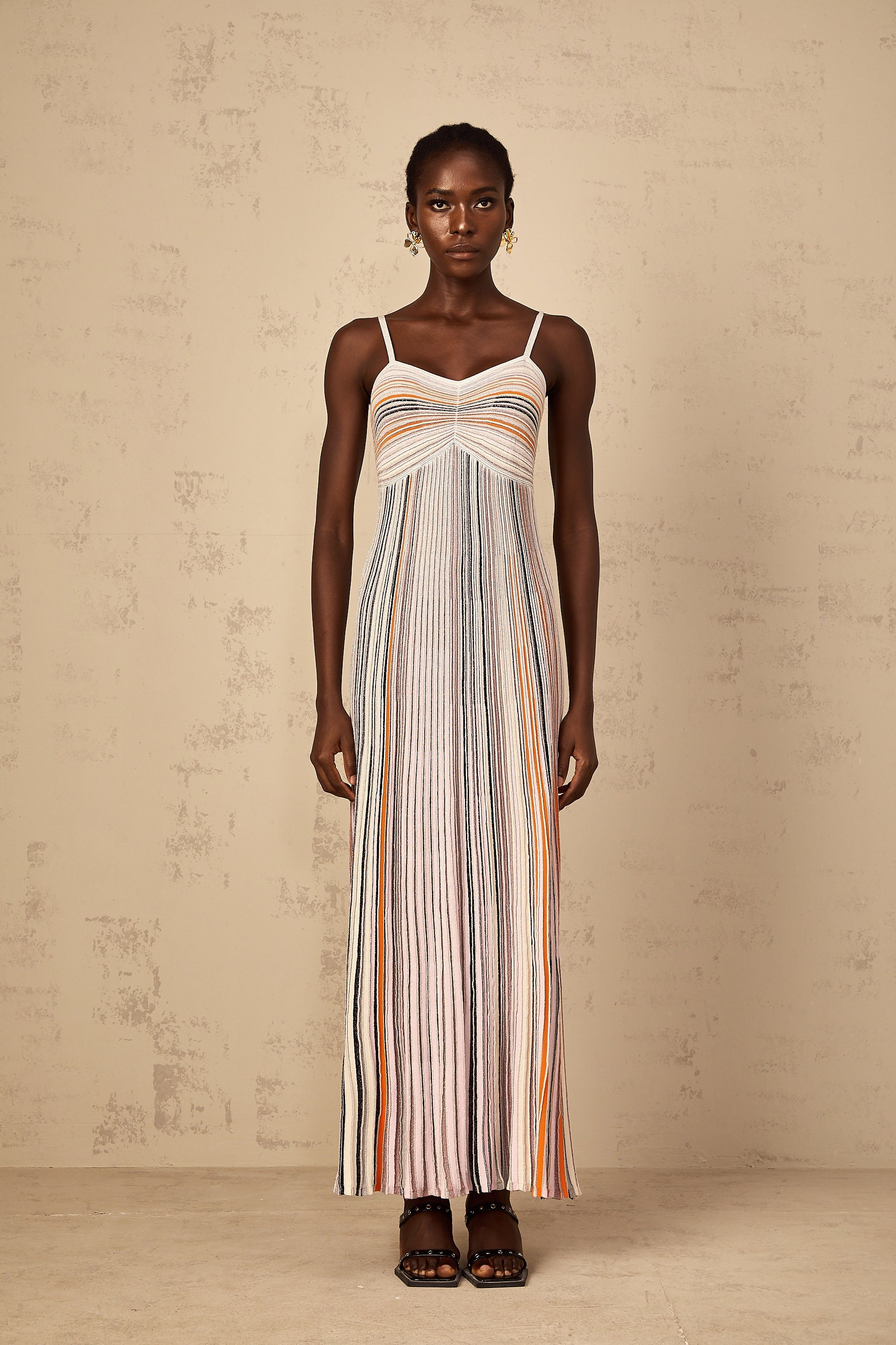 Bruyère Neutral Sequin Striped Knit Maxi Dress (Final Sale-US Only)