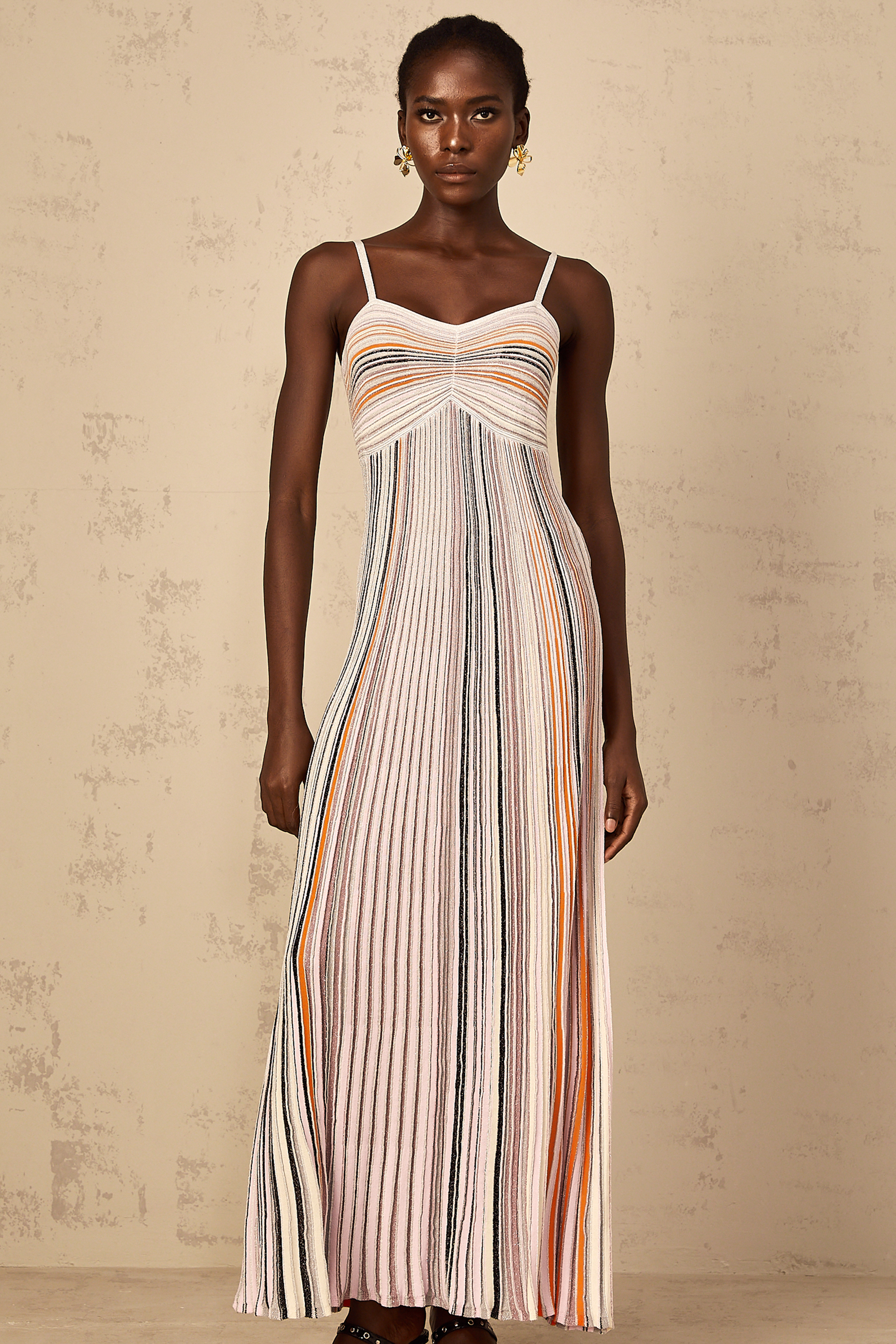 Bruyère Neutral Sequin Striped Knit Maxi Dress (Final Sale-US Only)