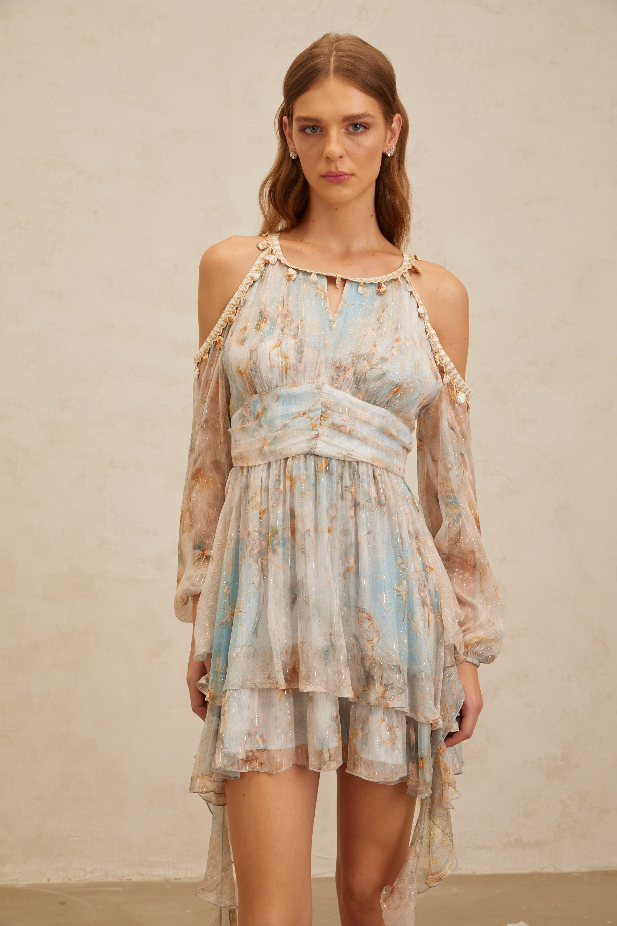 Glannon Blue Floral Print Silk Mini Dress (Final Sale)