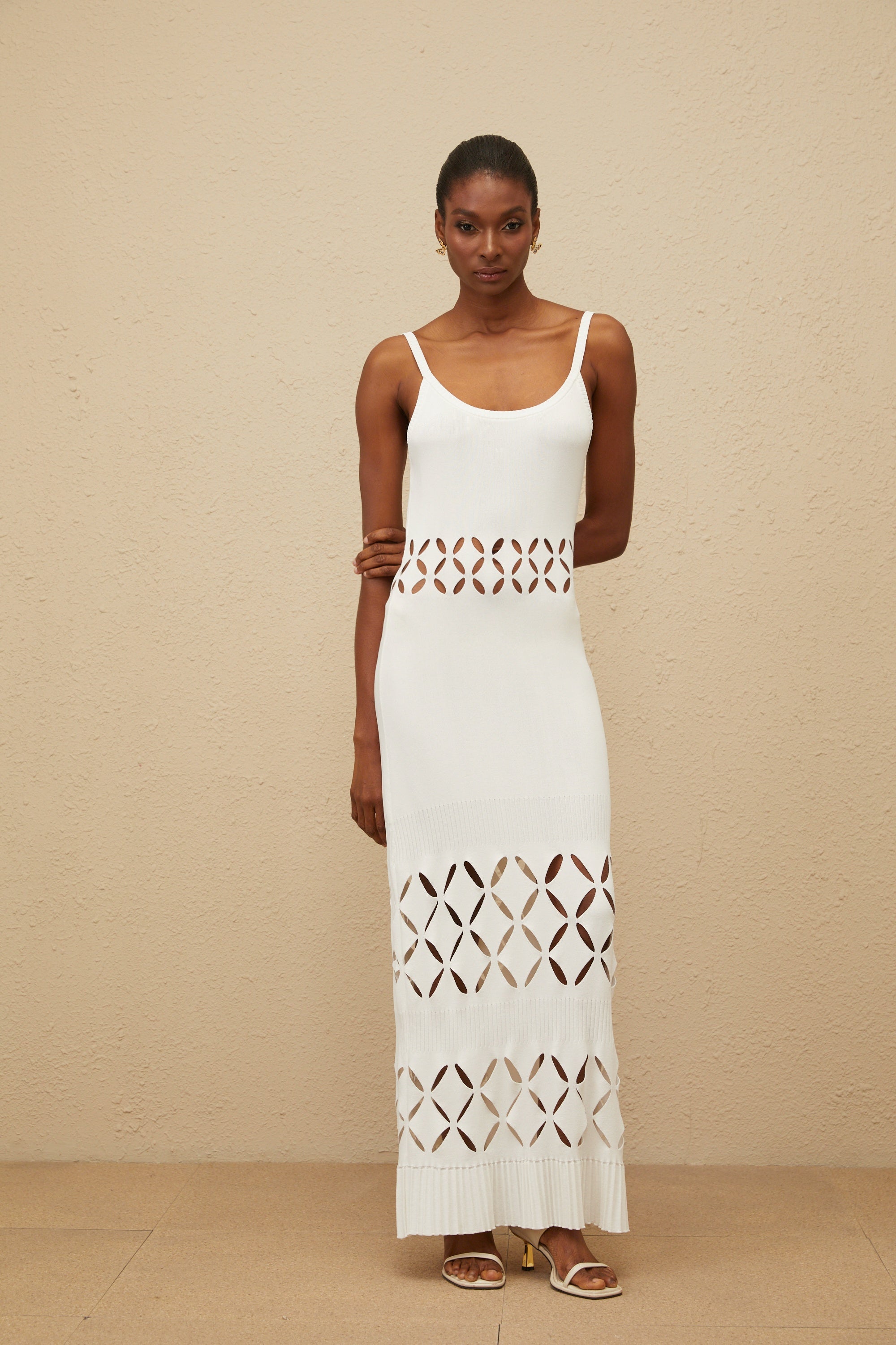 Blanche White Cutout Knit Maxi Dress (Final Sale-US Only)