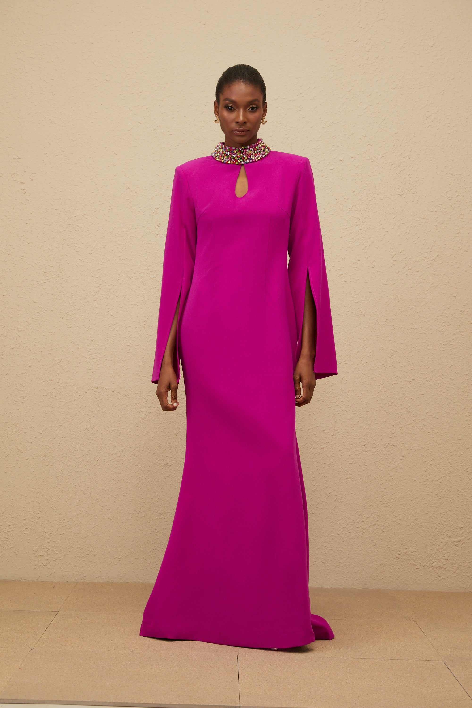 Majestueuse Fuchsia Keyhole-Detail Mermaid Gown (Final Sale-US Only)