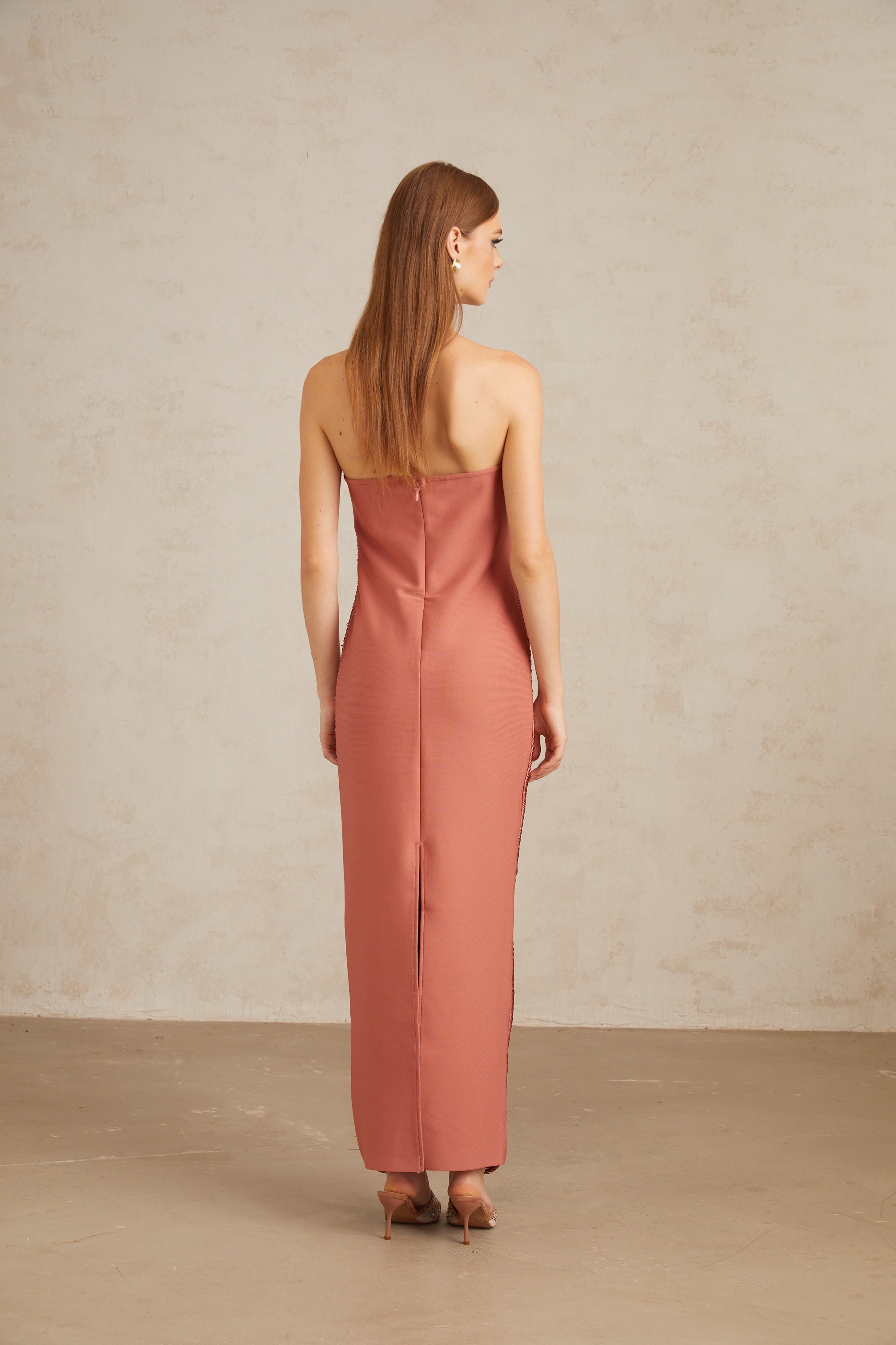 Polliana Pink Fringed Corset Maxi Gown (Final Sale-US Only)
