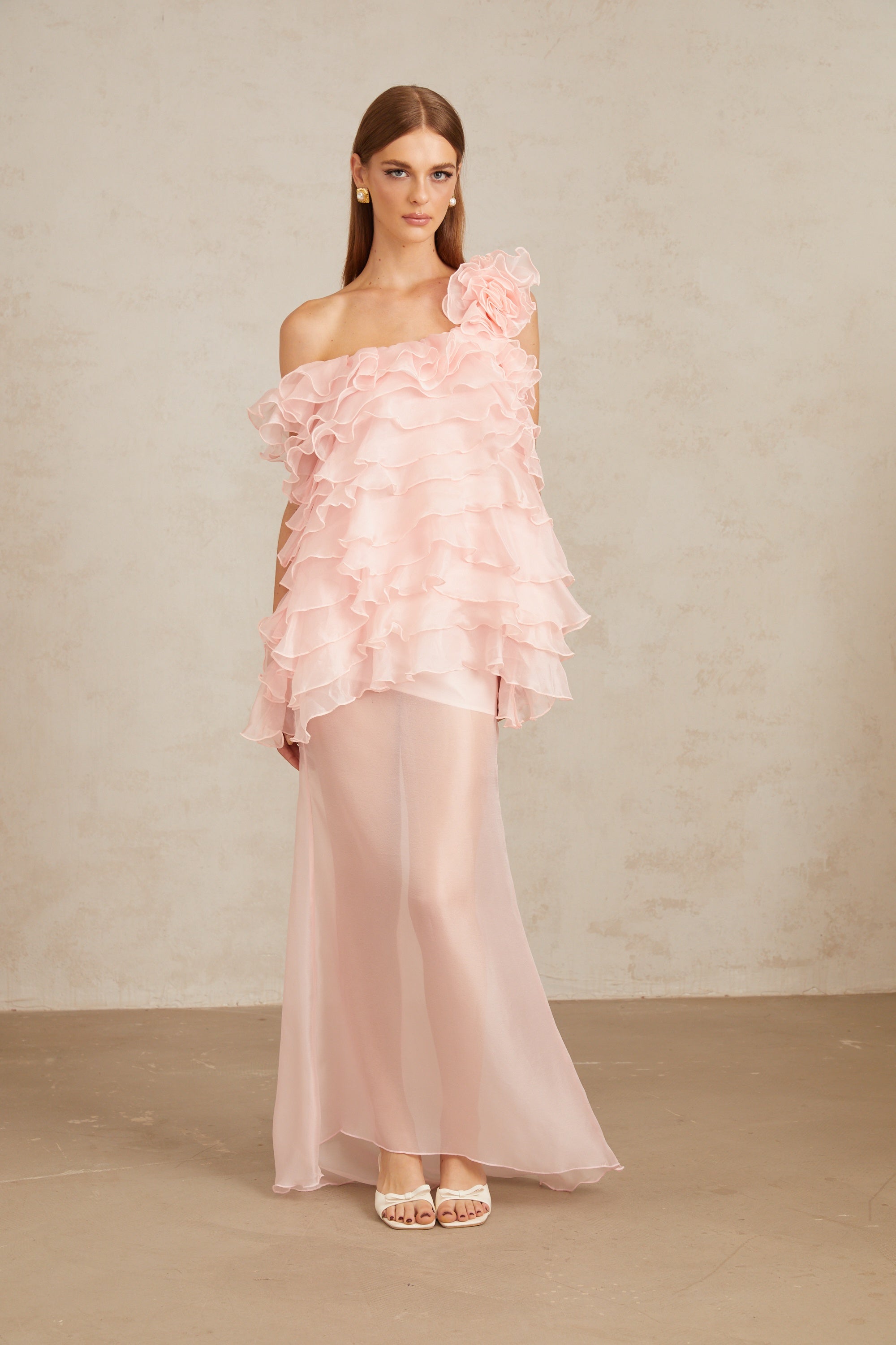 Rosalie Pink Layered Ruffled Floral Dress & Skirt Set (Final Sale)