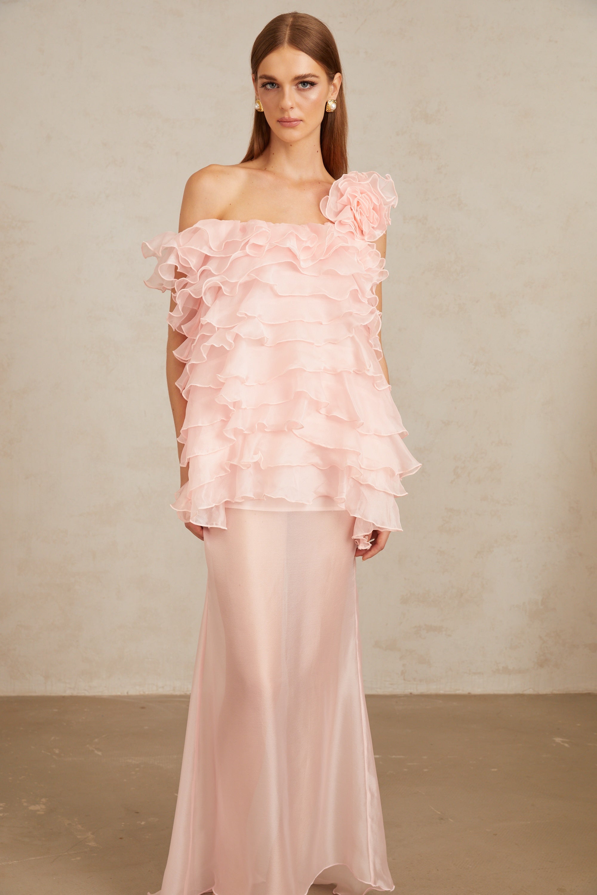 Rosalie Pink Layered Ruffled Floral Dress & Skirt Set (Final Sale)