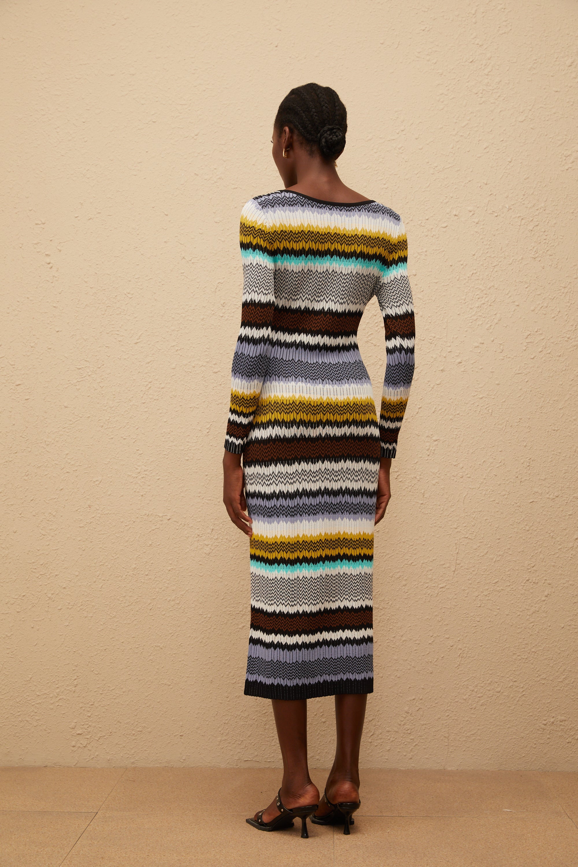 Frédérique Lilac Zigzag Woven Knit Midi Dress