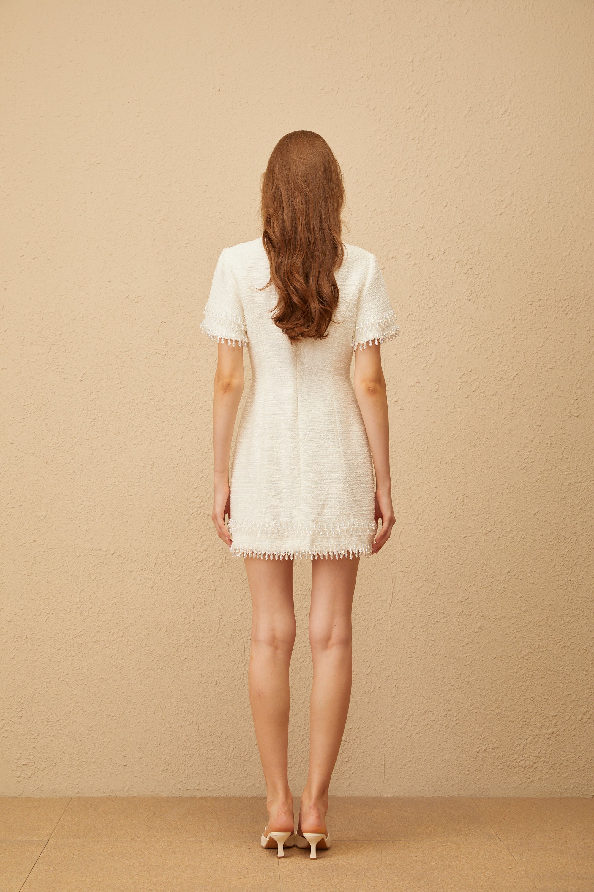 Mini-robe en tweed à franges Zephyrine White (Vente définitive - États-Unis uniquement)