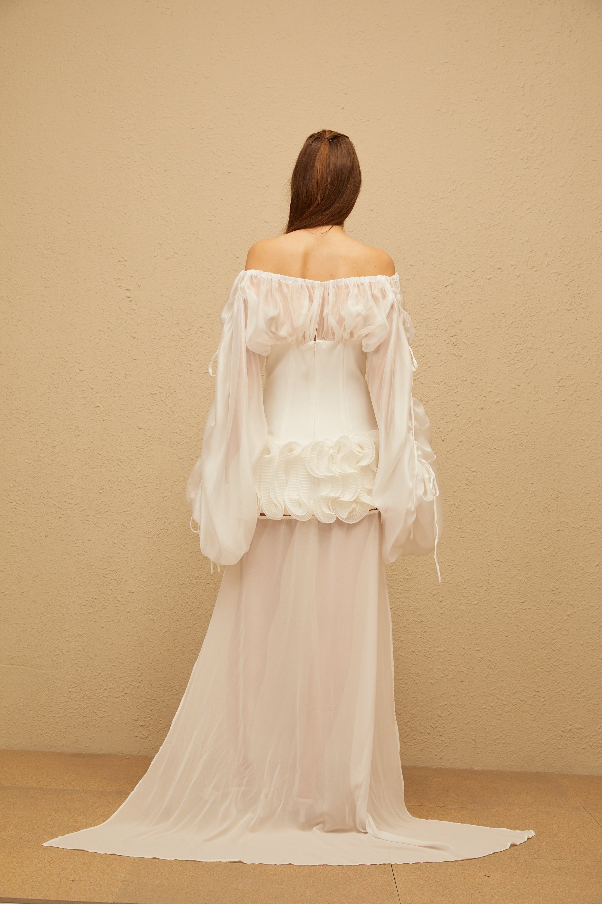 Léonie White Train Ruffled Corset Mini Dress (Final Sale-US Only)