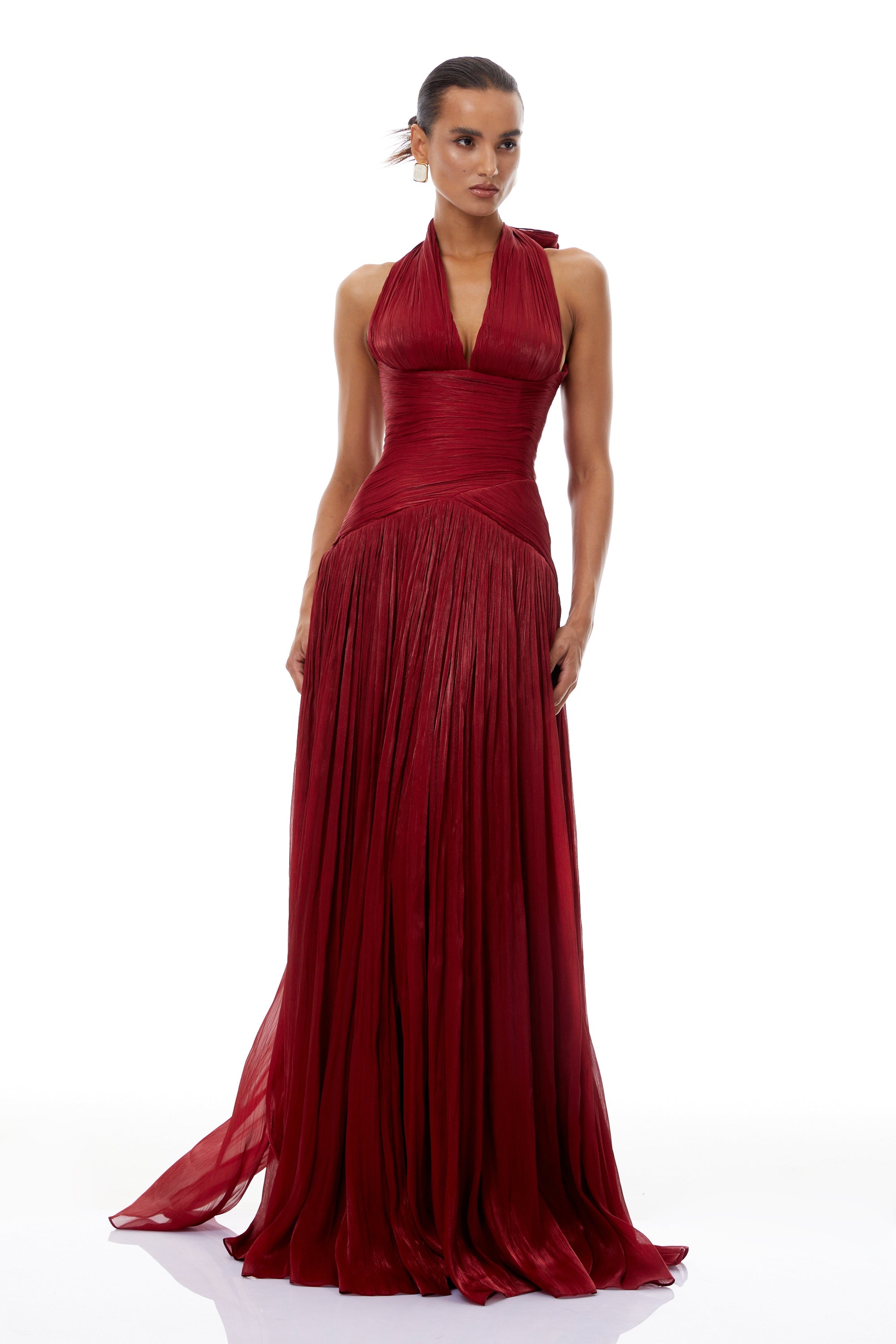 Robe longue froncée Uranie Red