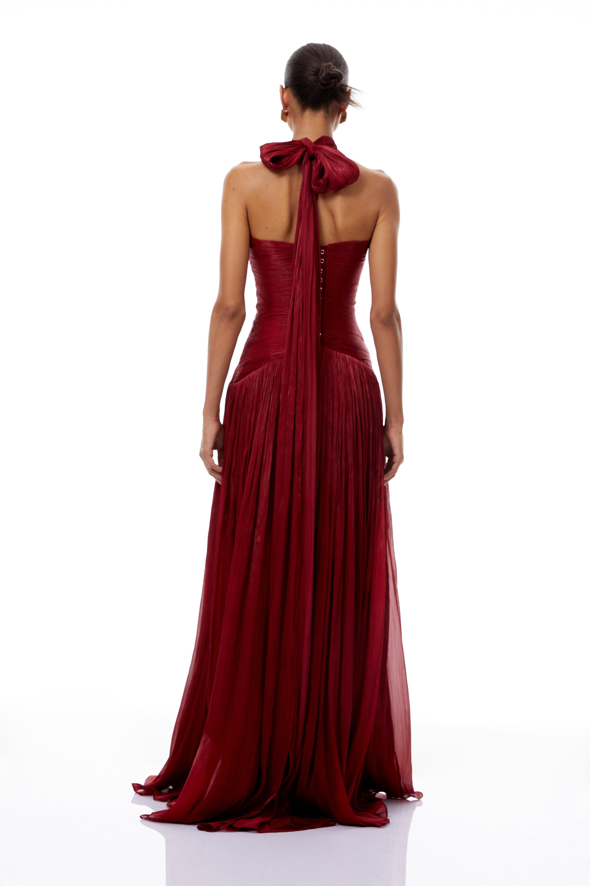 Robe longue froncée Uranie Red