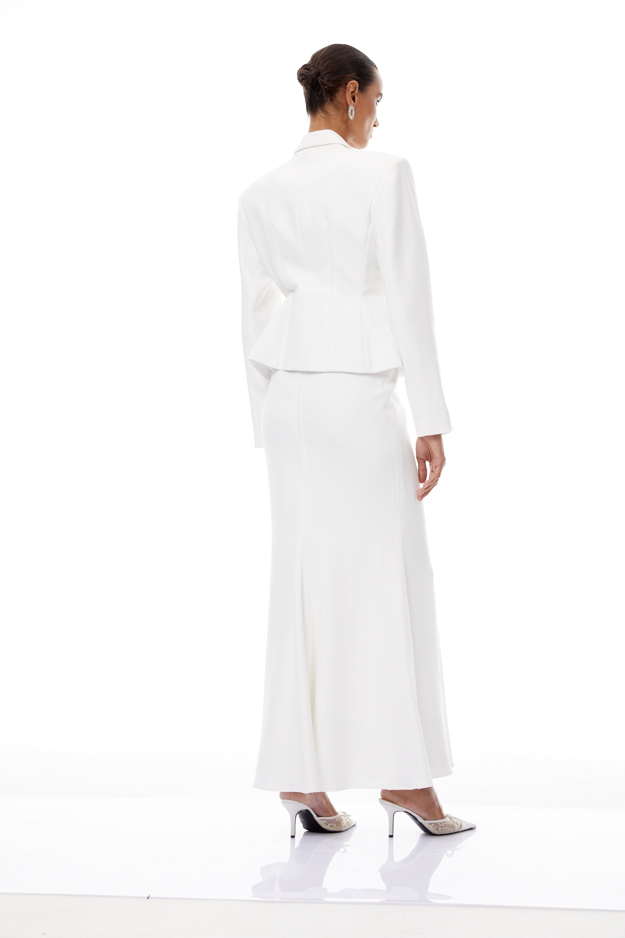 Odette White 3D Petal Blazer & Skirt Set (Final Sale)
