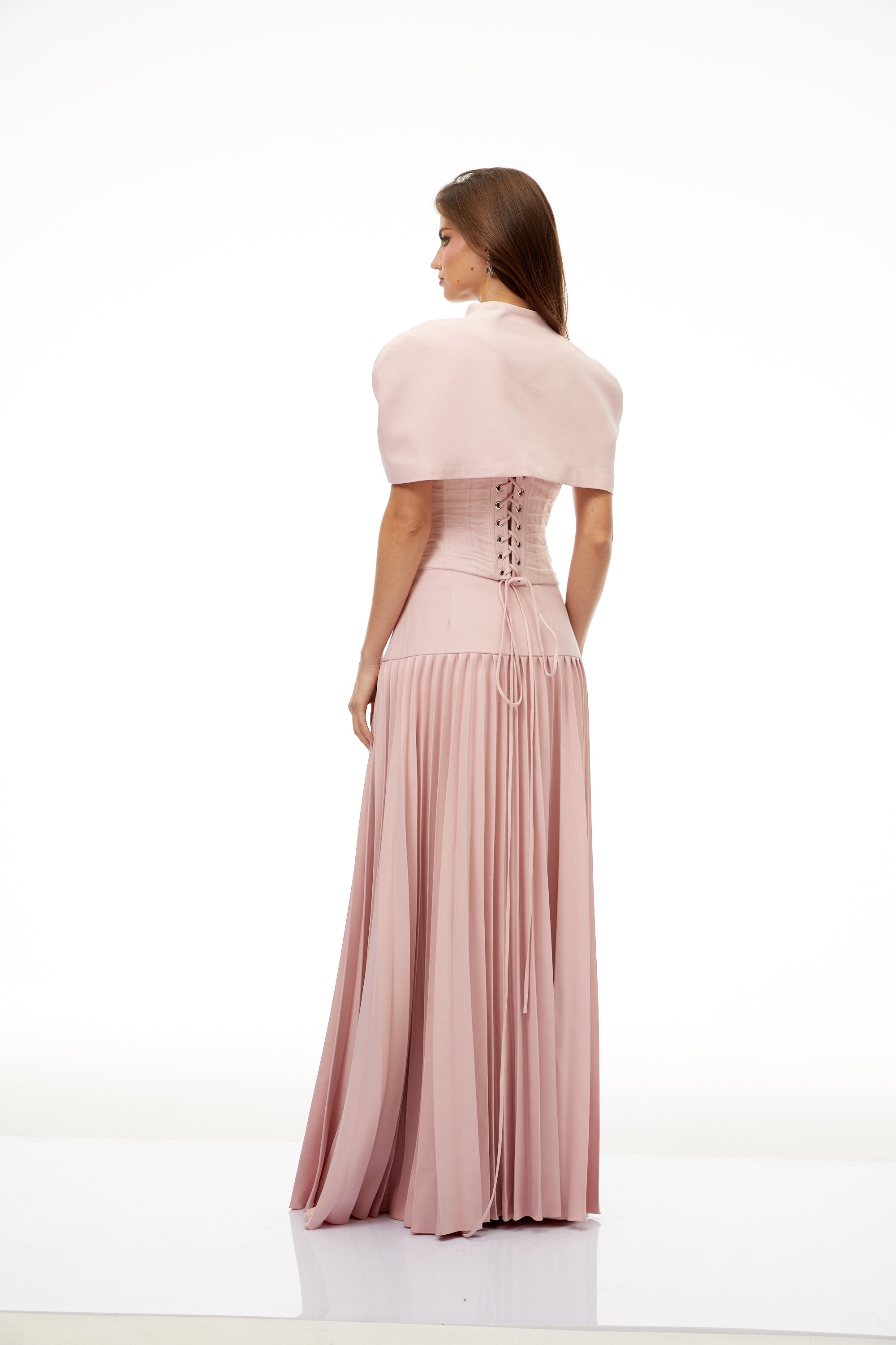 Rhinestone-Adorned Corset & Bolero & Pleated Skirt