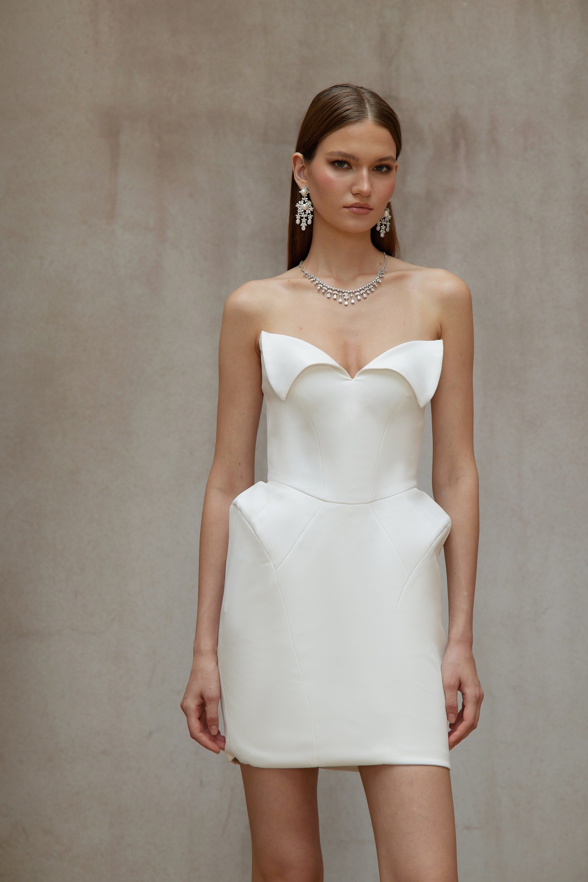 Alba White Barrel Waist Corset Mini Dress (Final Sale-US Only)