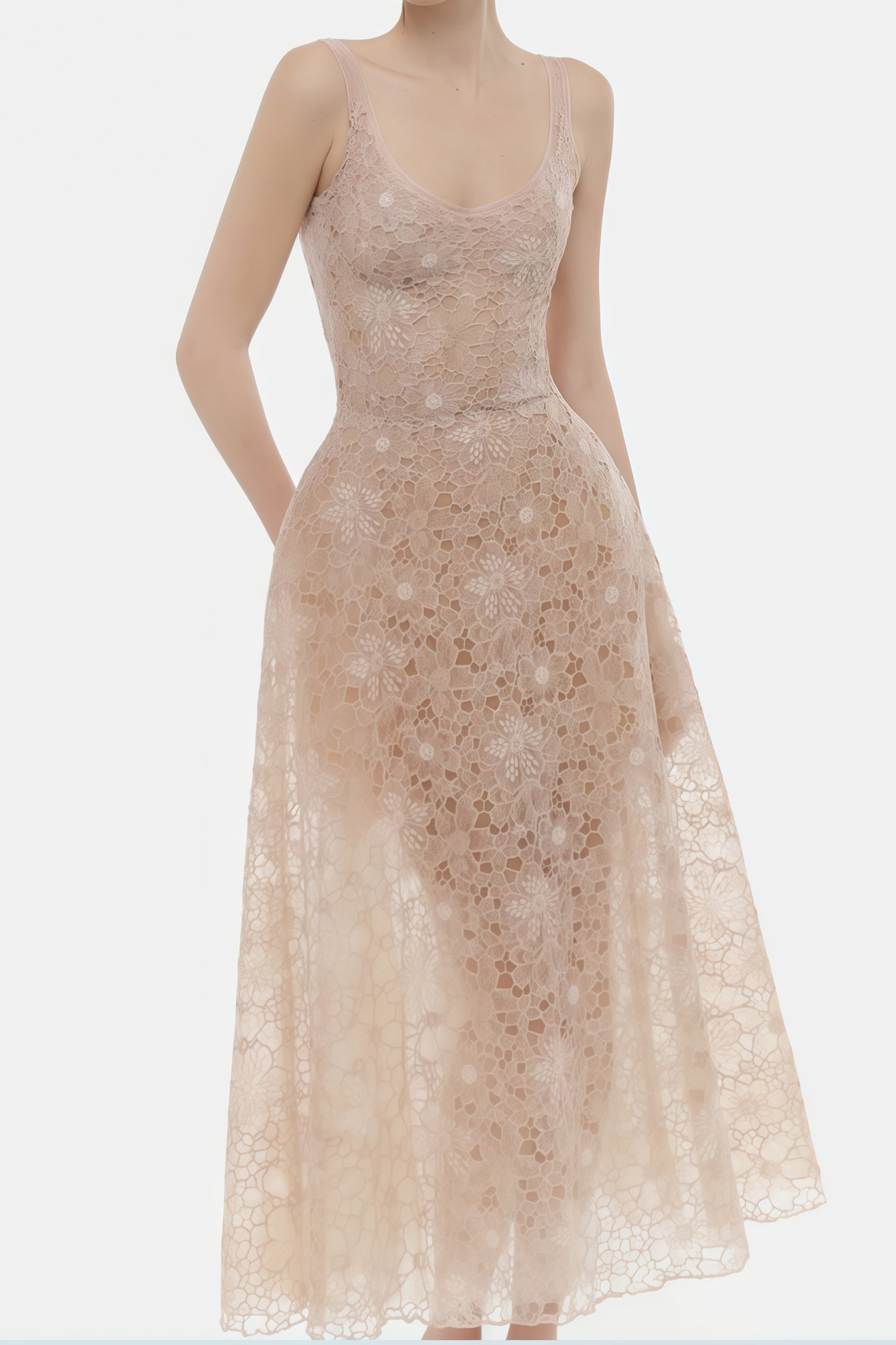 Kristoffer Pink Floral Lace Midi Dress (Final Sale-US Only)