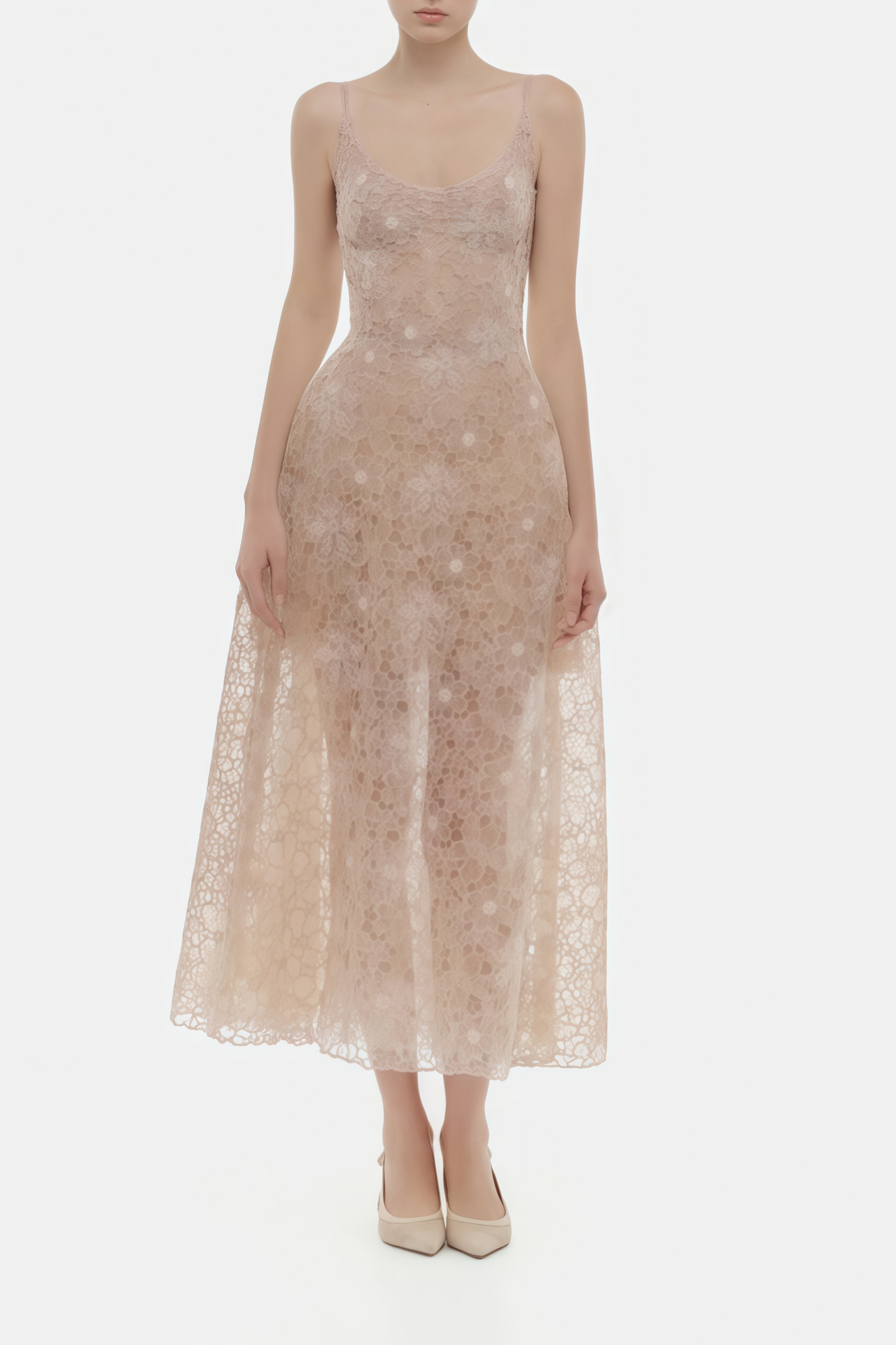 Kristoffer Pink Floral Lace Midi Dress (Final Sale-US Only)