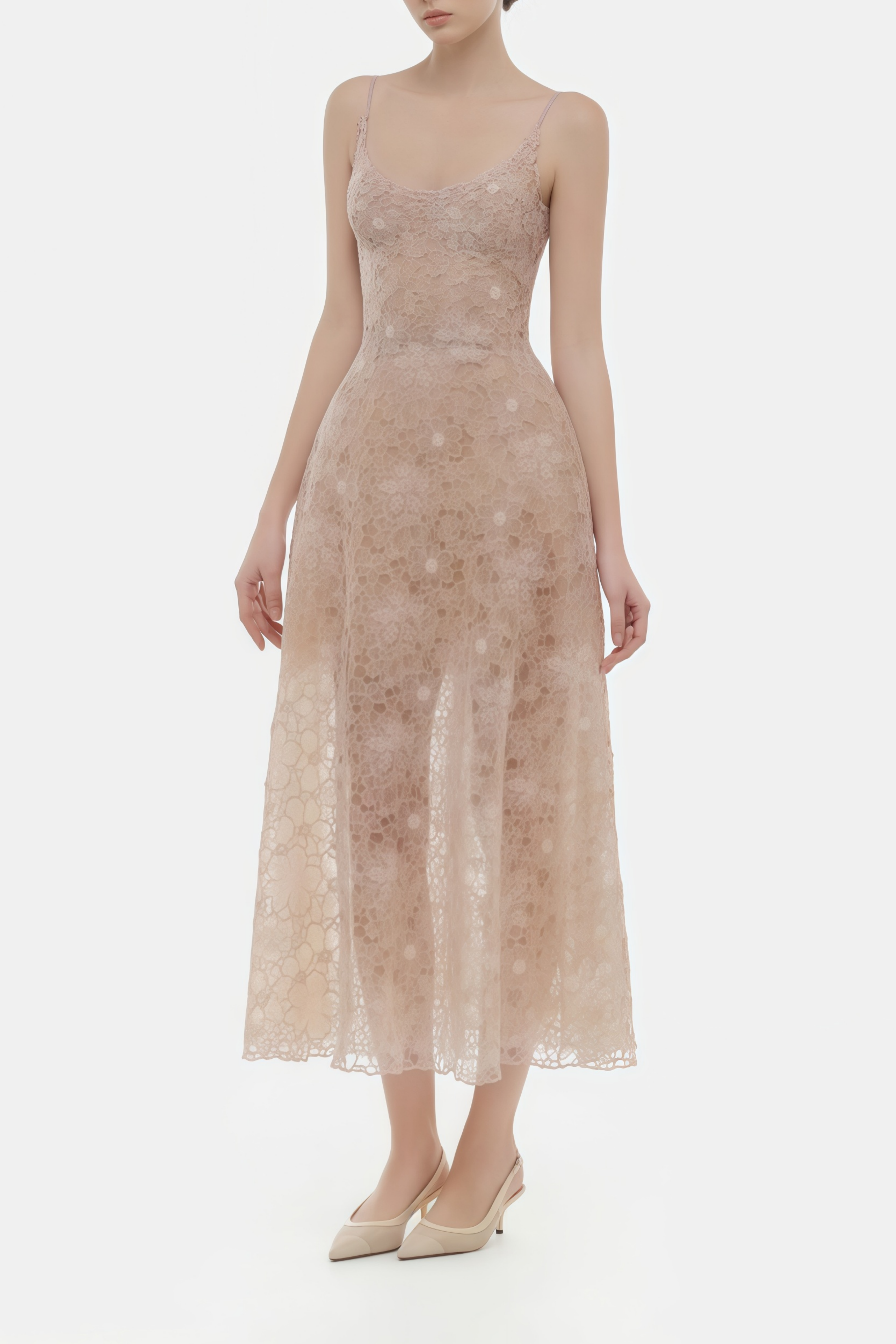 Kristoffer Pink Floral Lace Midi Dress (Final Sale-US Only)