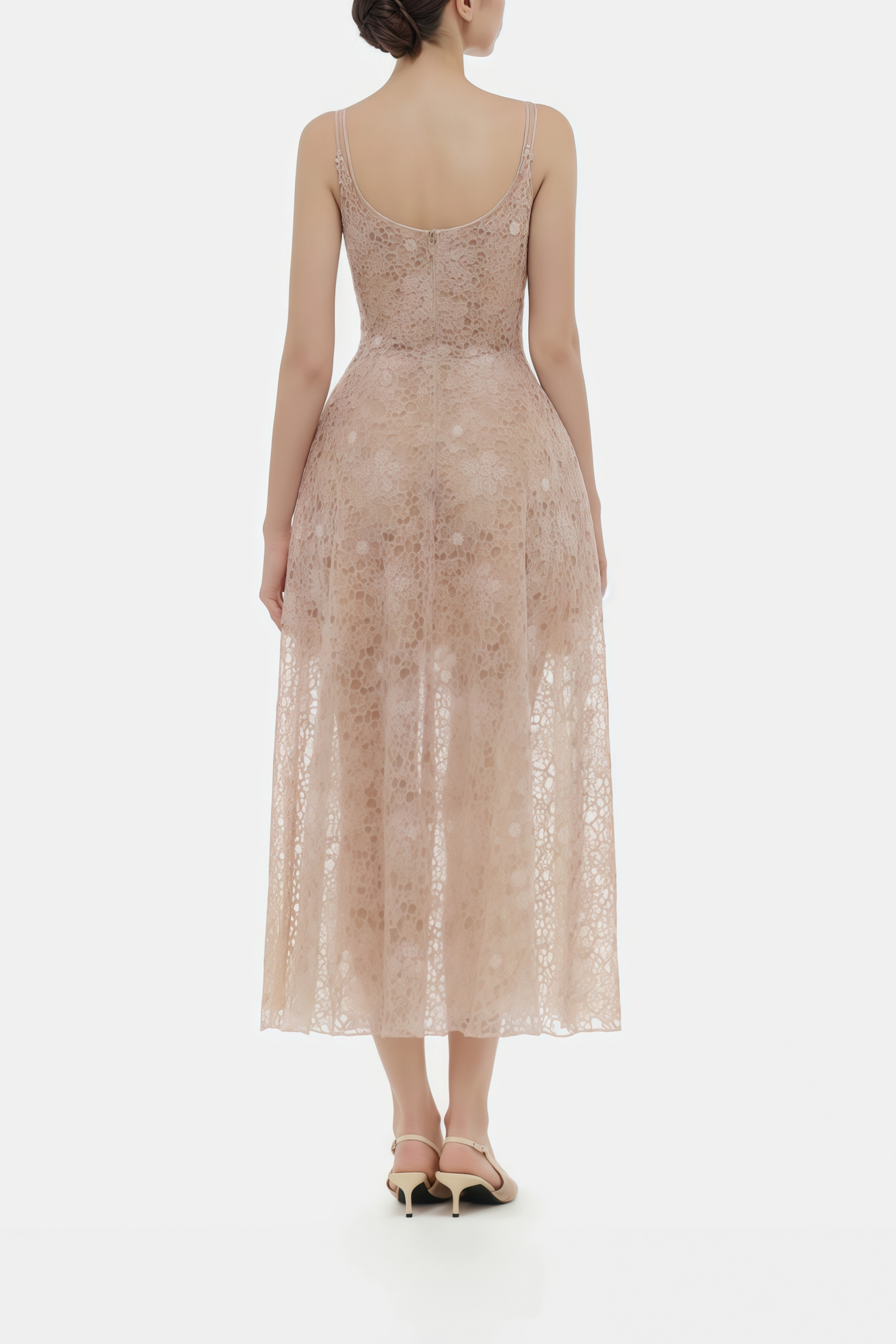 Kristoffer Pink Floral Lace Midi Dress (Final Sale-US Only)