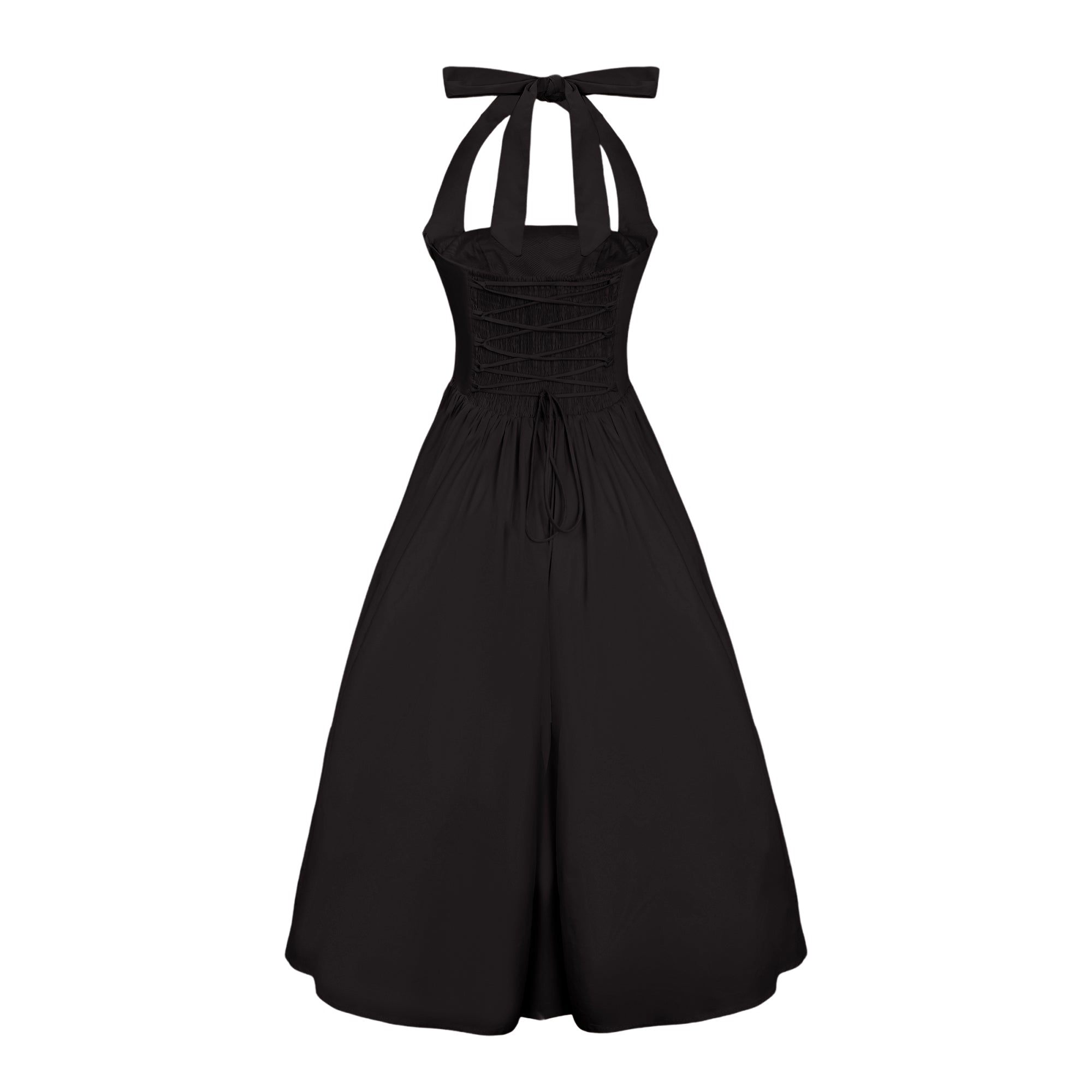 Eponine Black Layered Flared Hem Midi Dress (Final Sale-US Only)