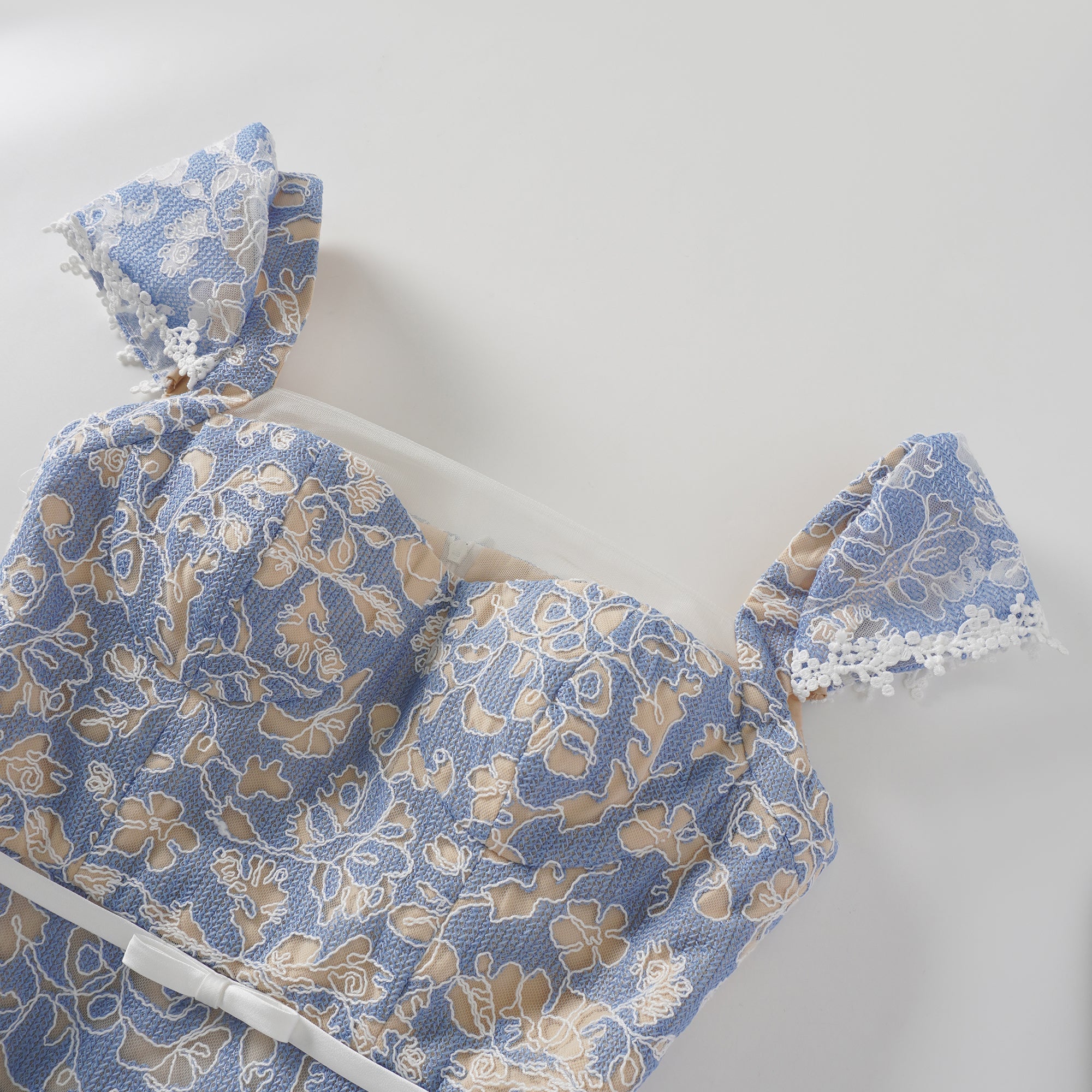Gaëlle Blue Floral Embroidered Midi Dress (Final Sale-US Only)