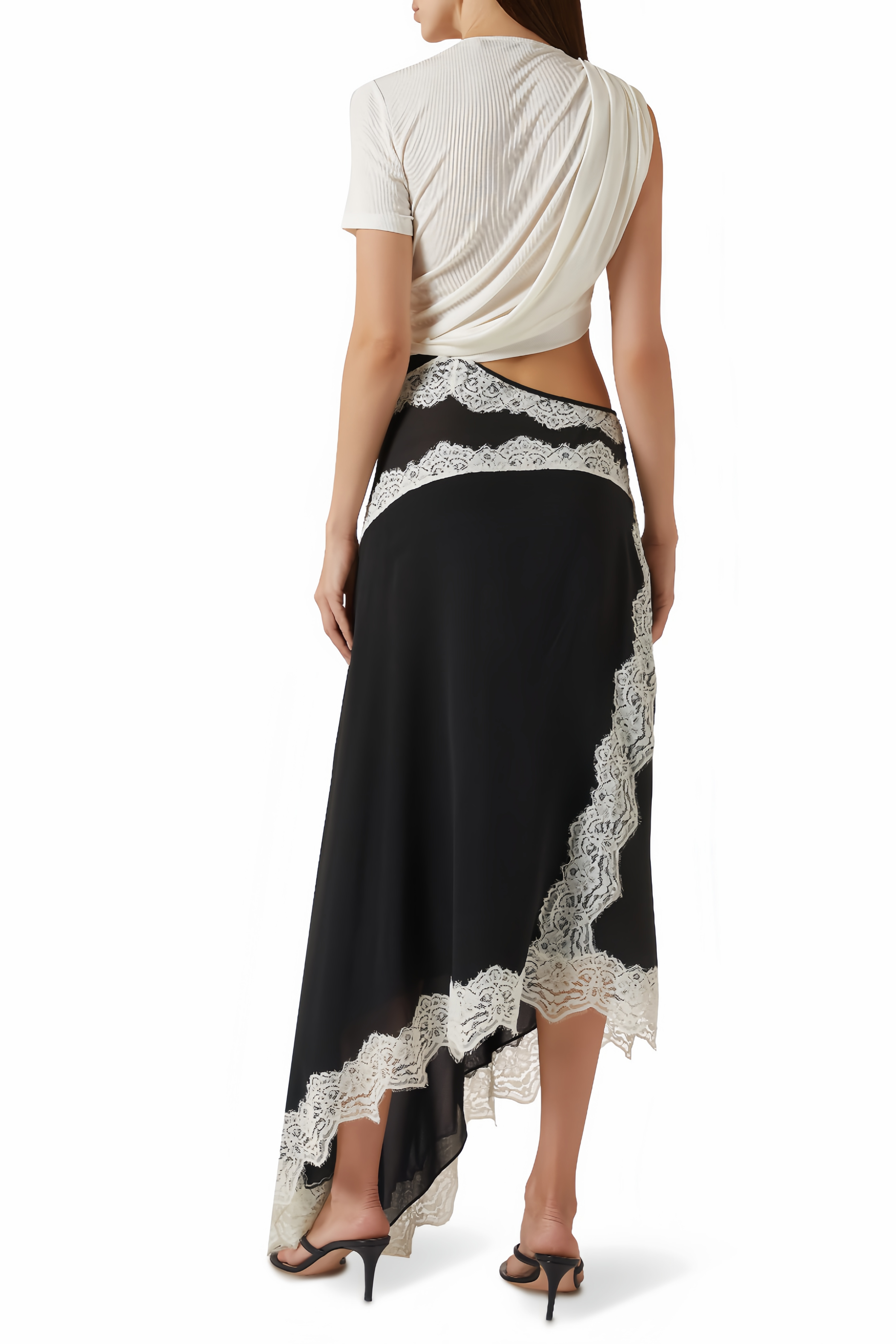 Twisted Tee Dress in White & Black