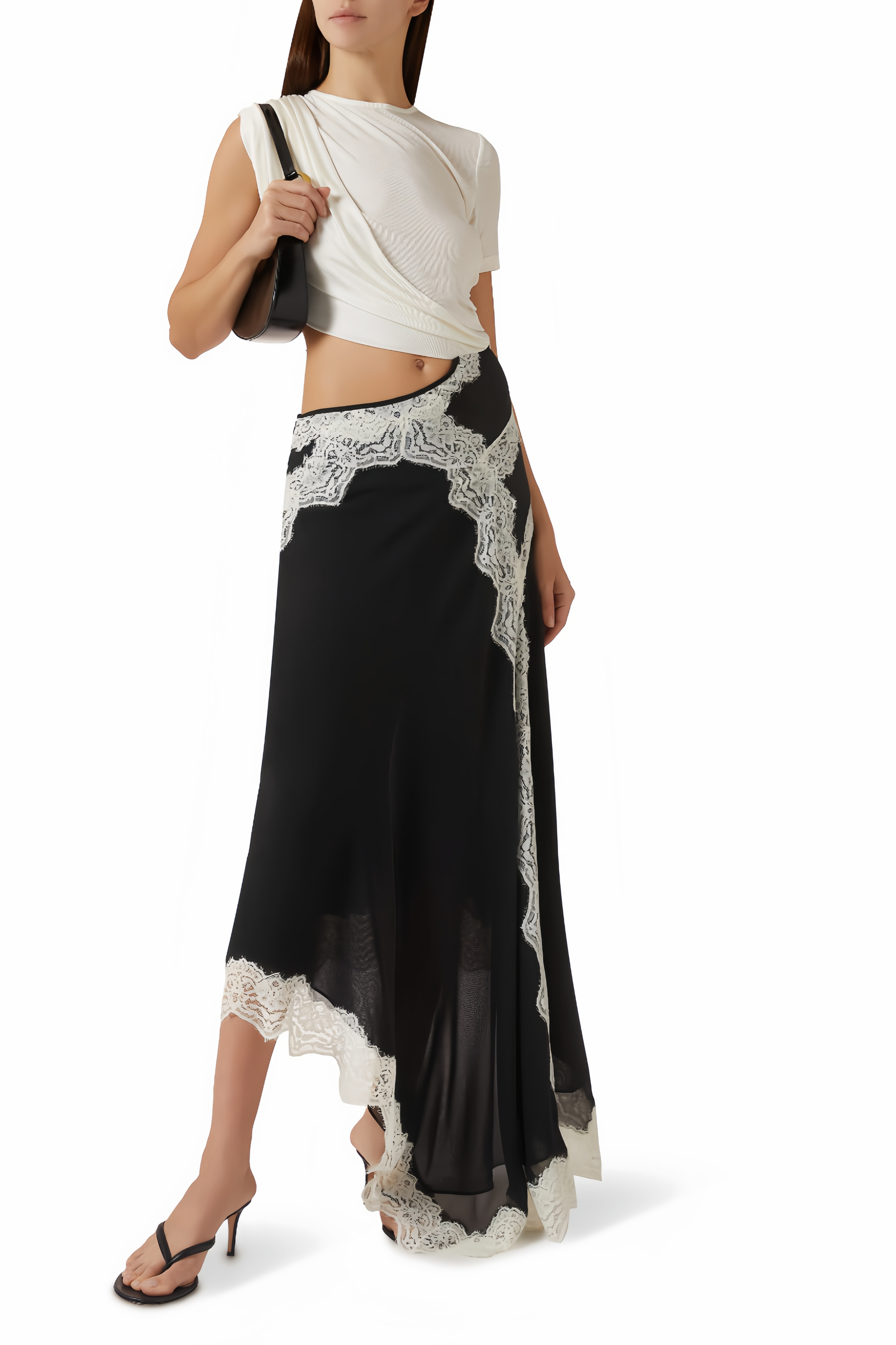 Twisted Tee Dress in White & Black