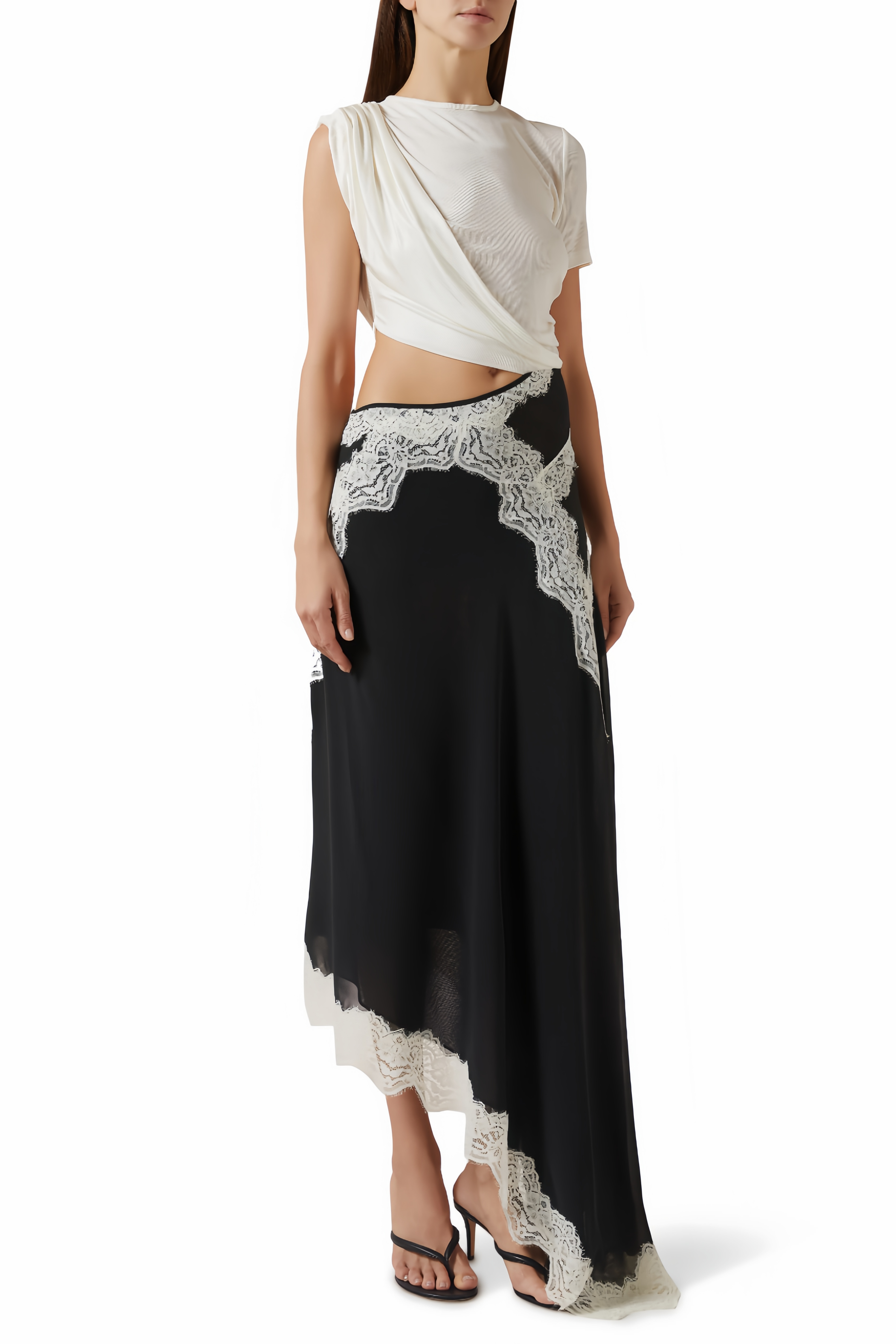 Twisted Tee Dress in White & Black
