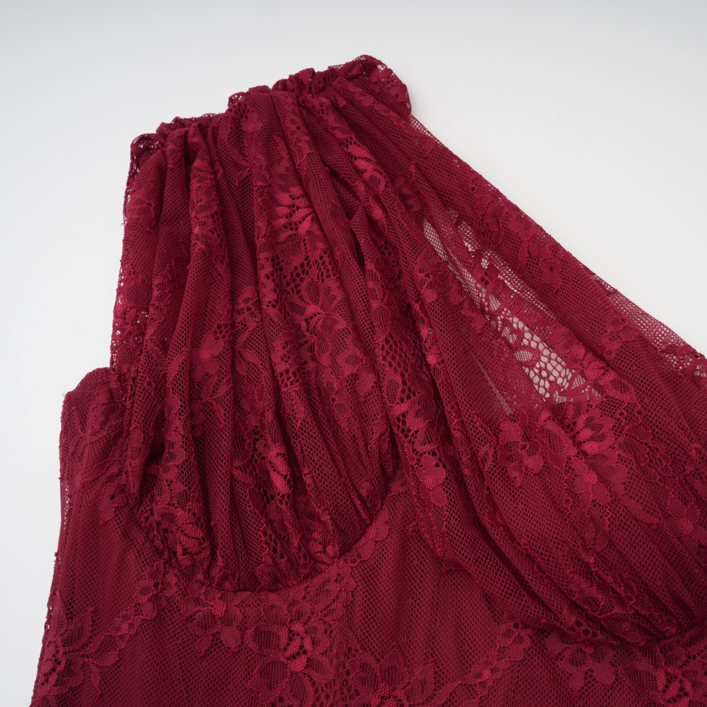 Stefania Ruby Red Floral Lace Maxi Gown (Final Sale-US Only)