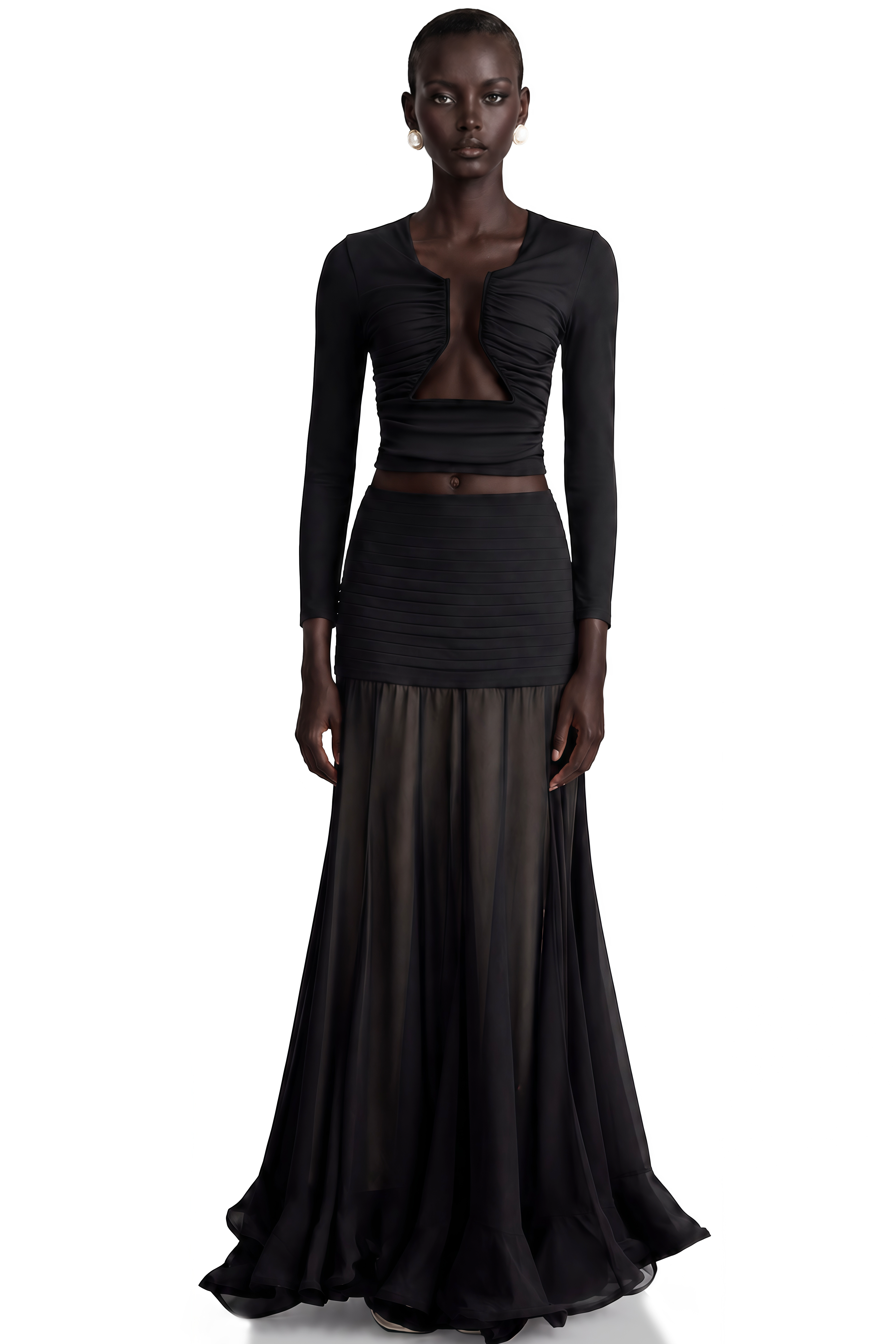 Anaïs Black Open-Front Gathered Top