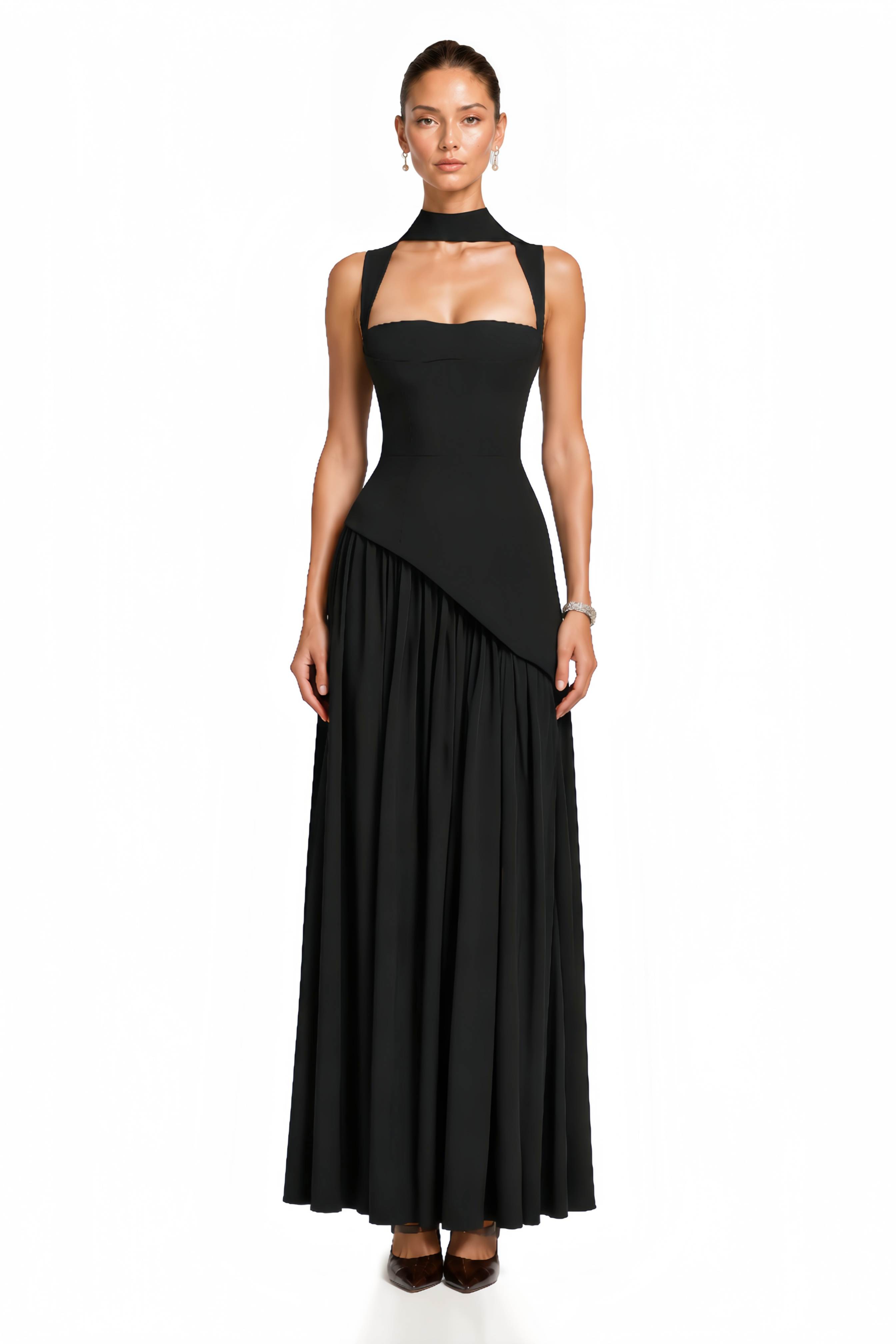 Robe longue asymétrique Sidonie Black
