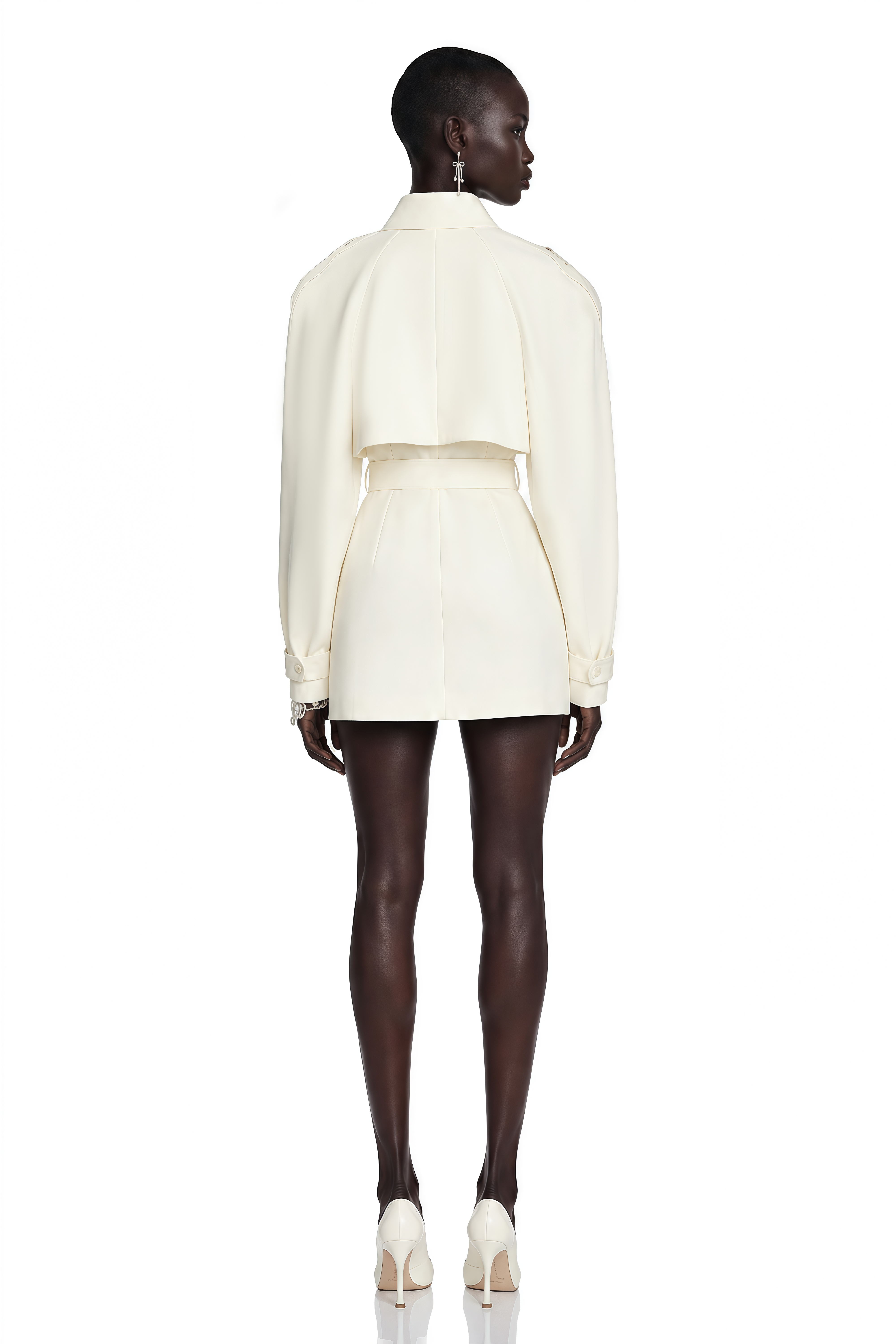 Ambre Cream White Belted Trench Coat