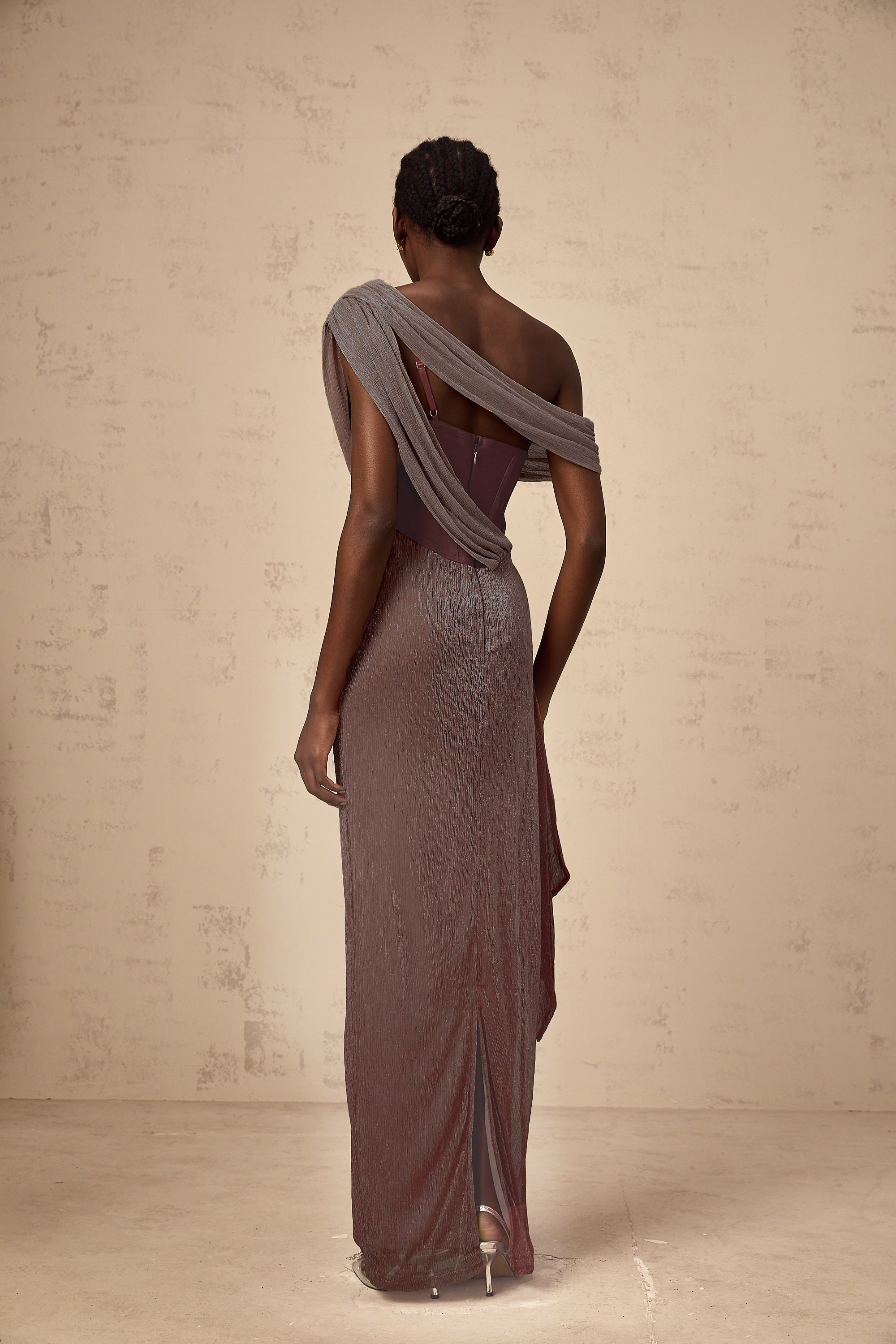 Delphine ribbon-design corset maxi dress in Brown (Final Sale-US Only)