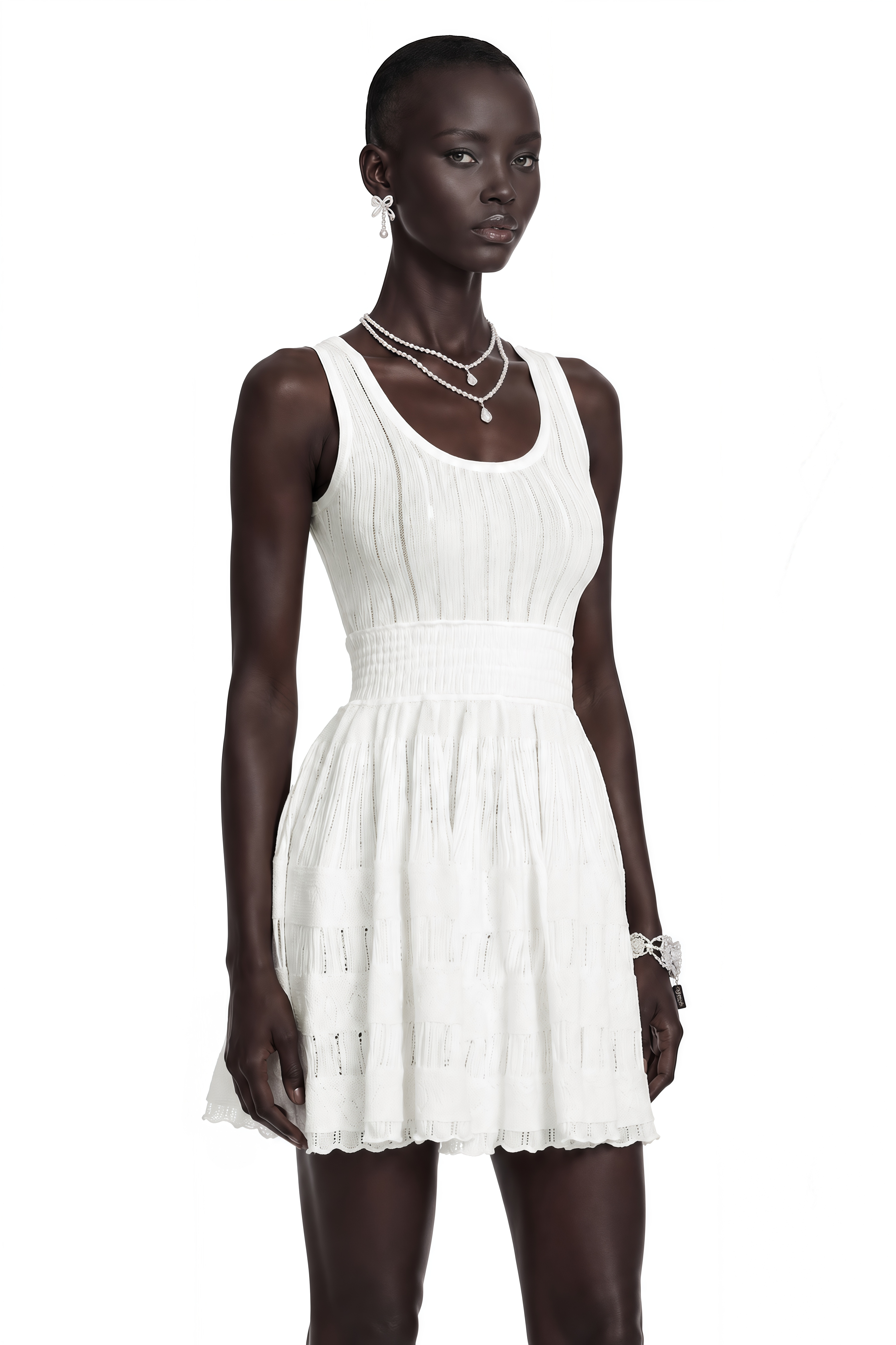 Mini-robe plissée à découpes Noémie White