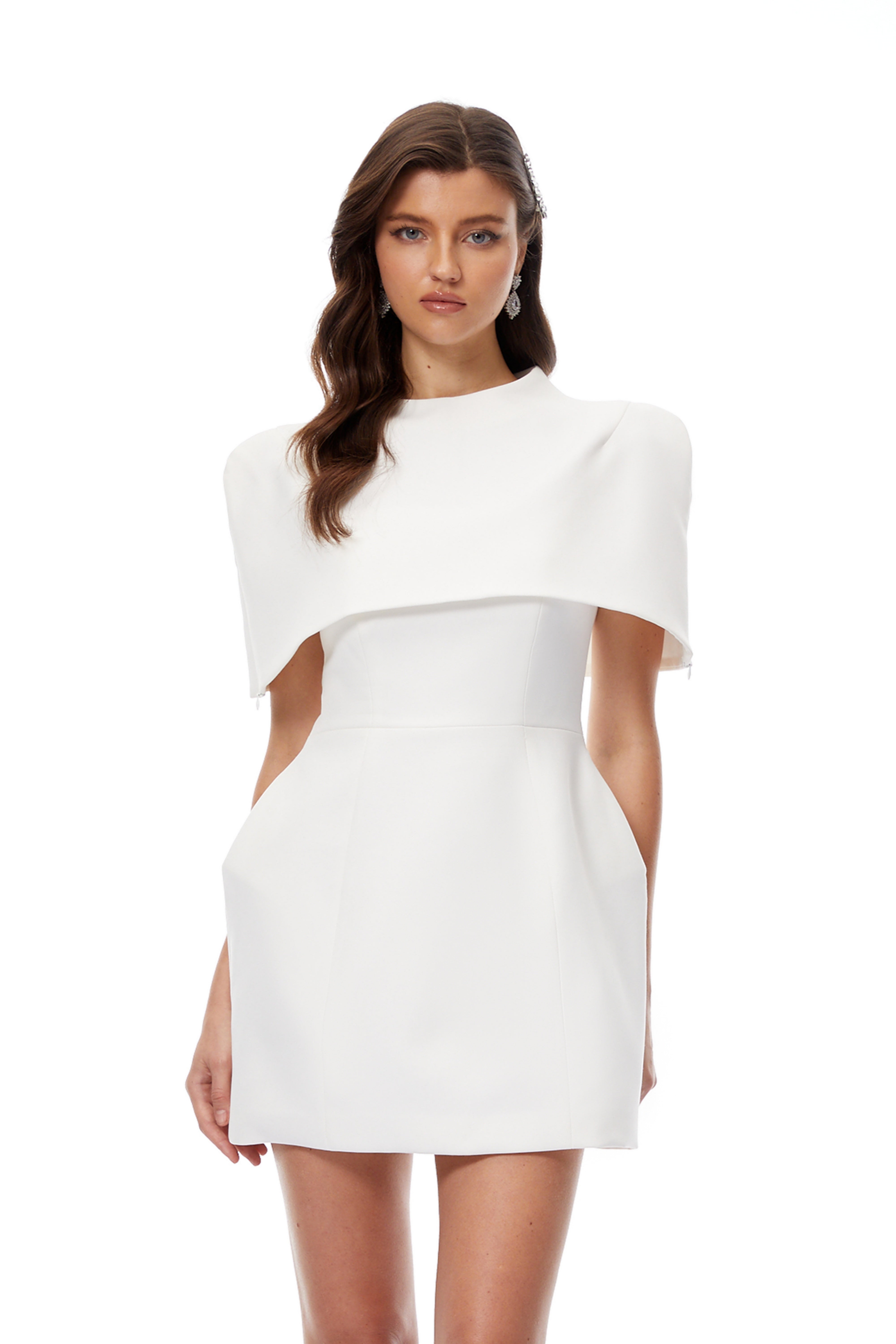 Kristveig White Cape Design Structured Mini Dress (Final Sale-US Only)