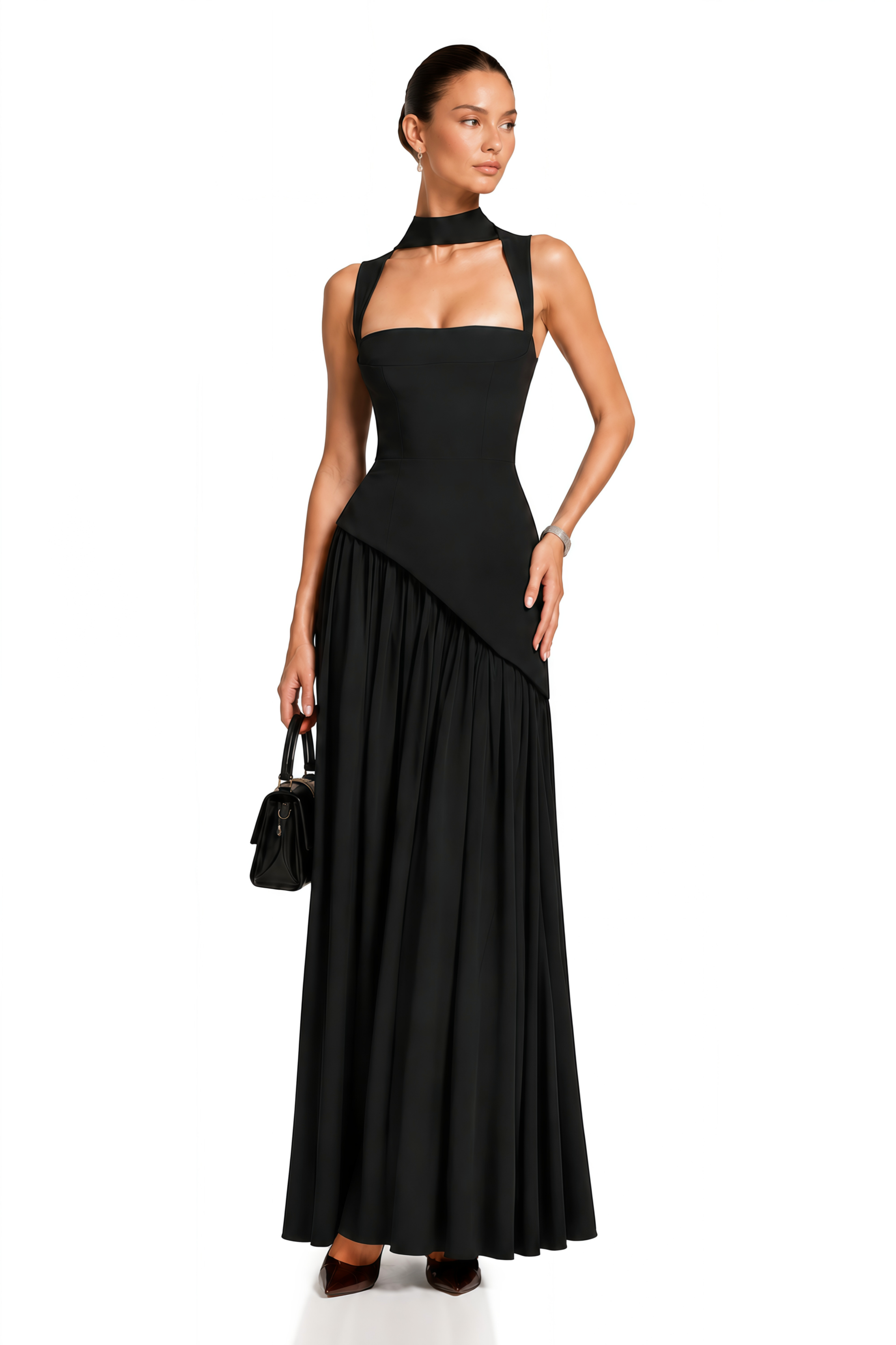 Robe longue asymétrique Sidonie Black