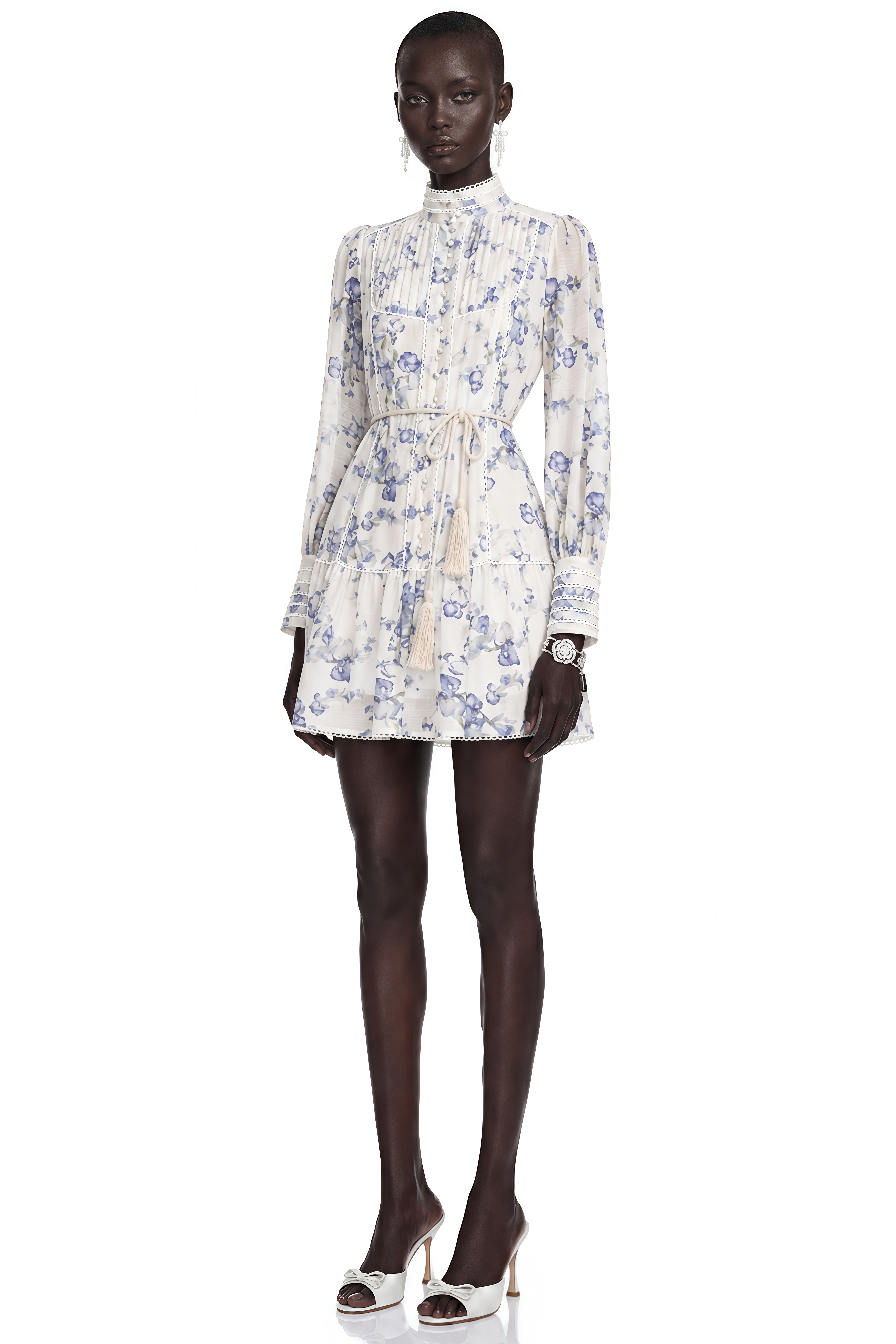 Mini-robe évasée en mousseline à imprimé floral « Blandine »