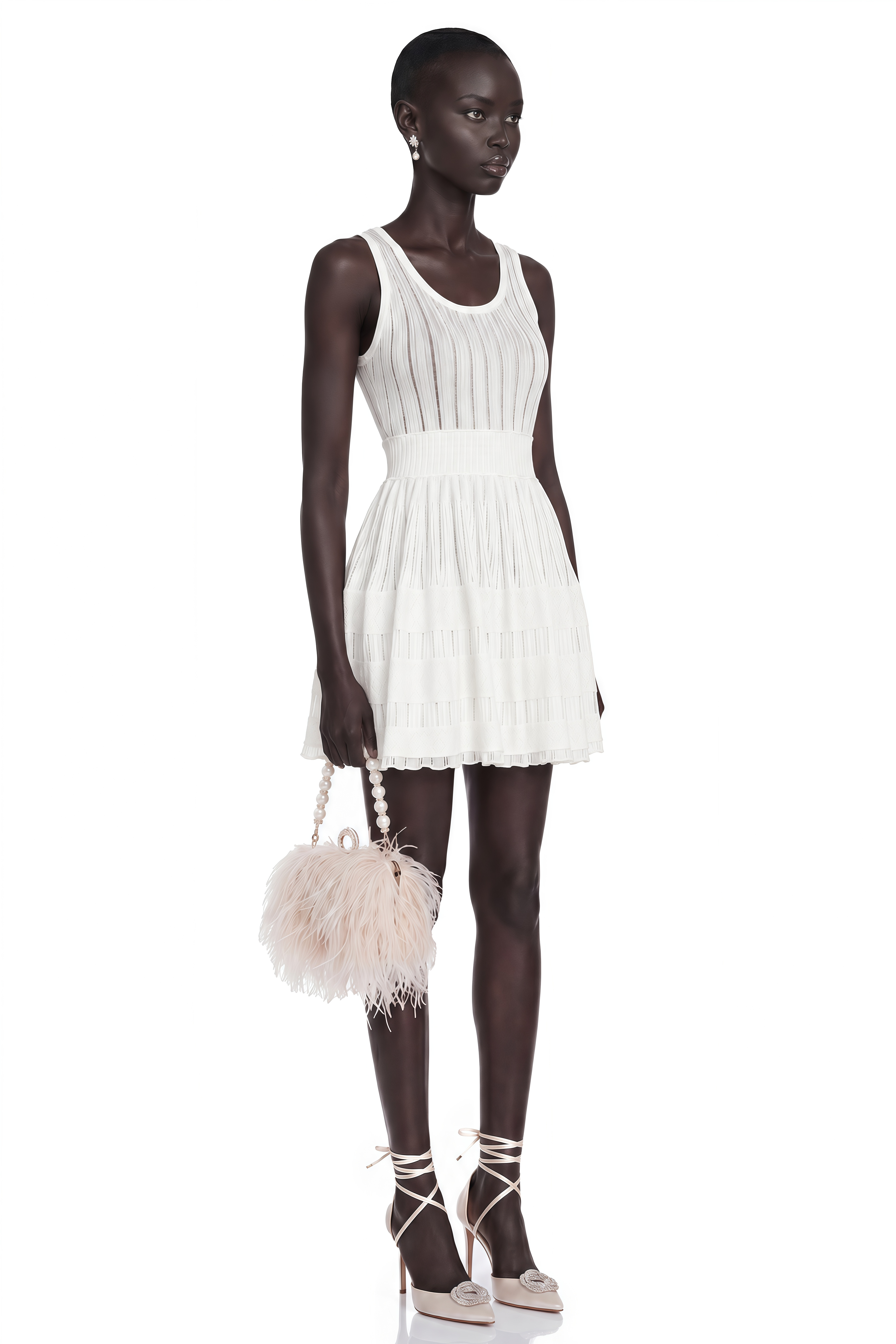 Mini-robe plissée à découpes Noémie White