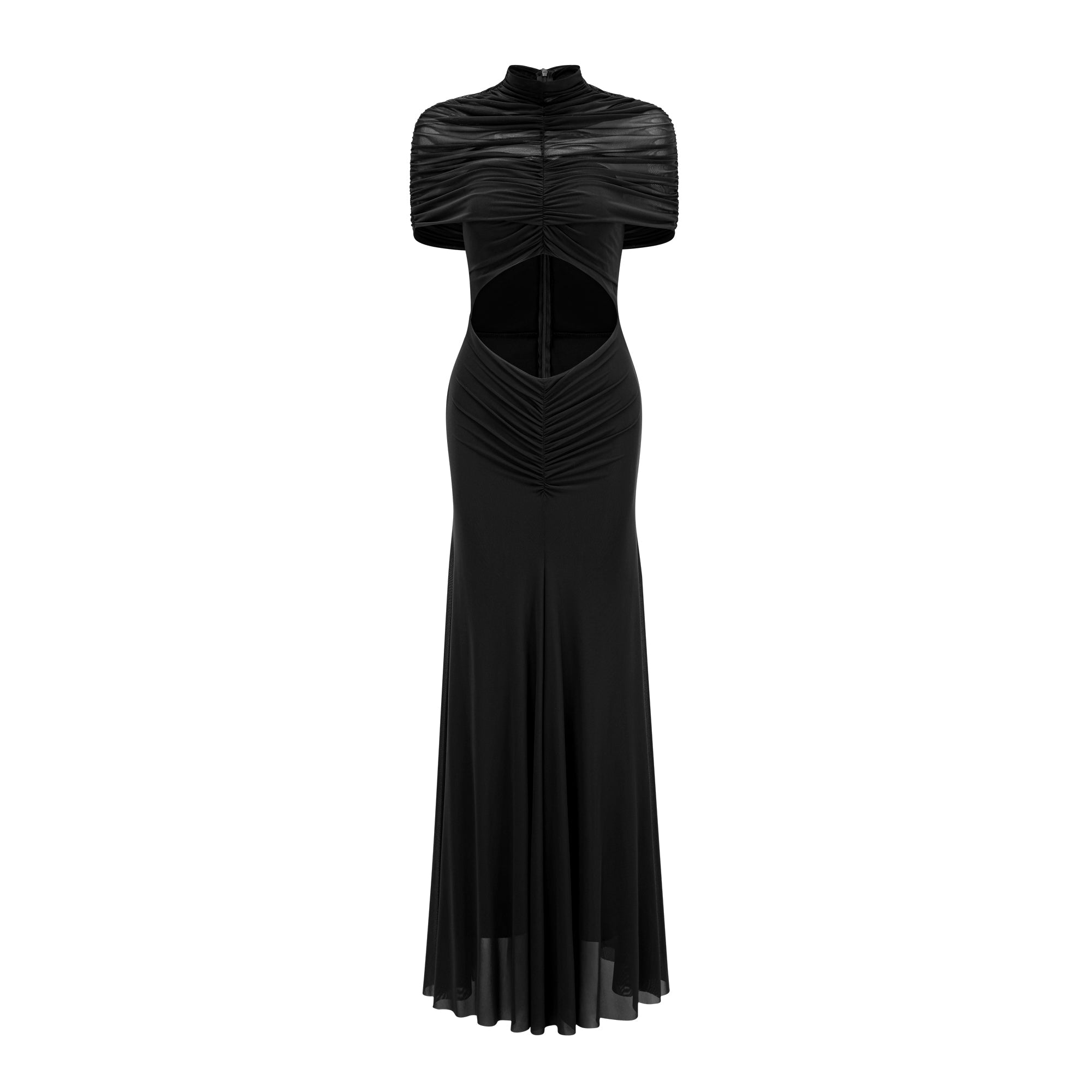 Bruna Cut-Out Ruched Mesh Maxi Dress (Final Sale-US Only)