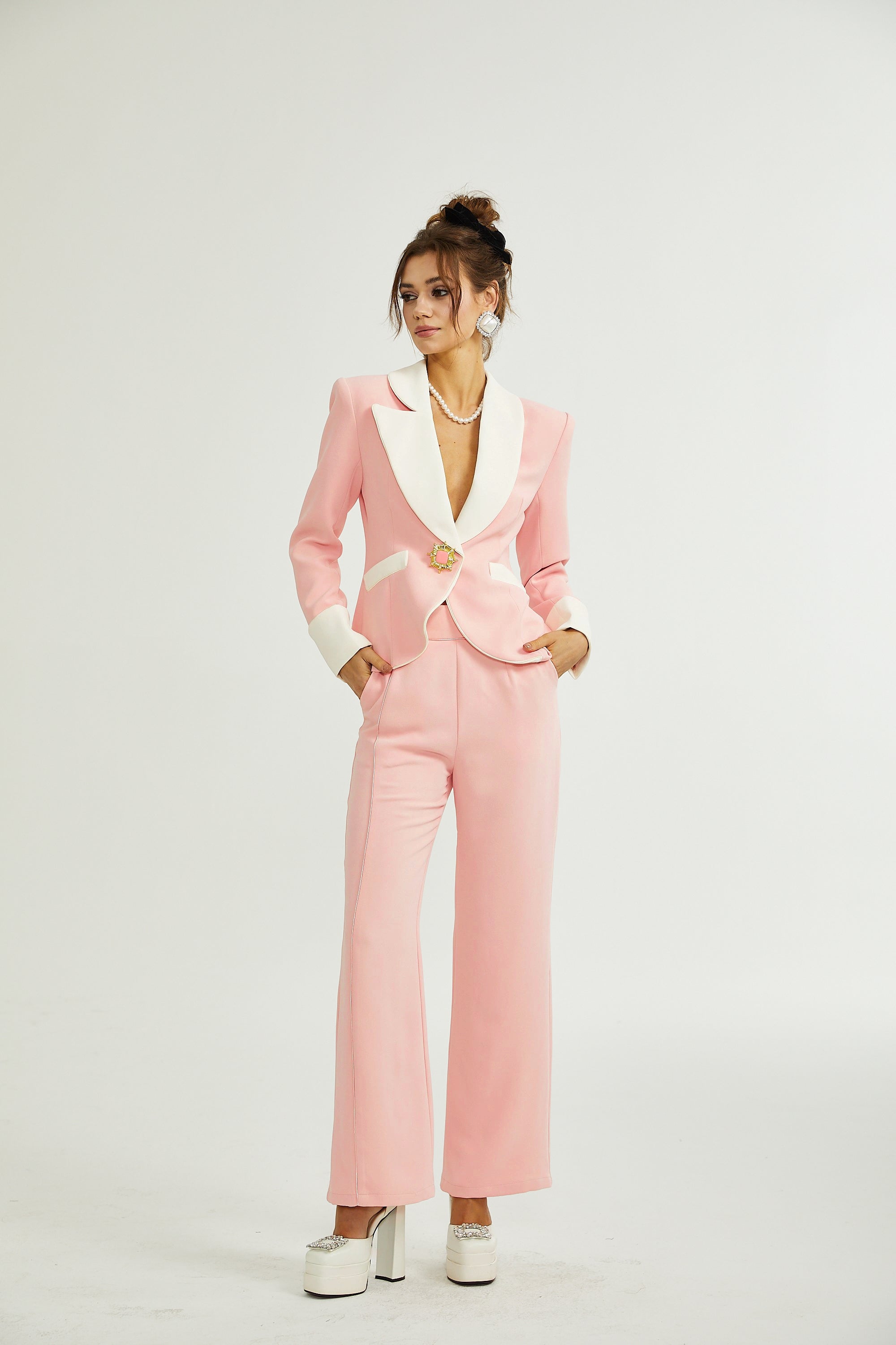Claretta colour-block blazer & pants matching set (Final Sale)