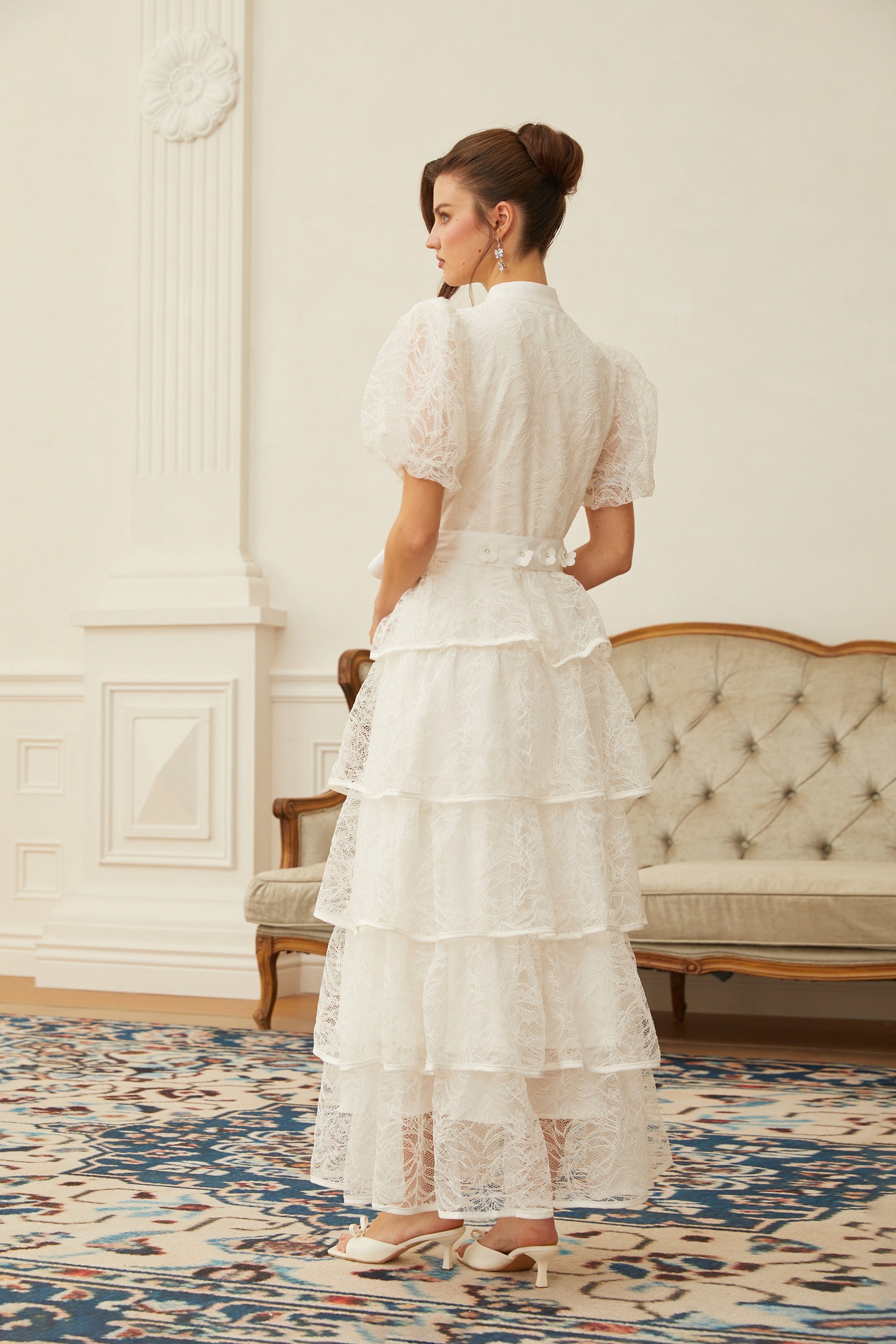 Verity White Floral Lace Tiered Maxi Dress (Final Sale-US Only)