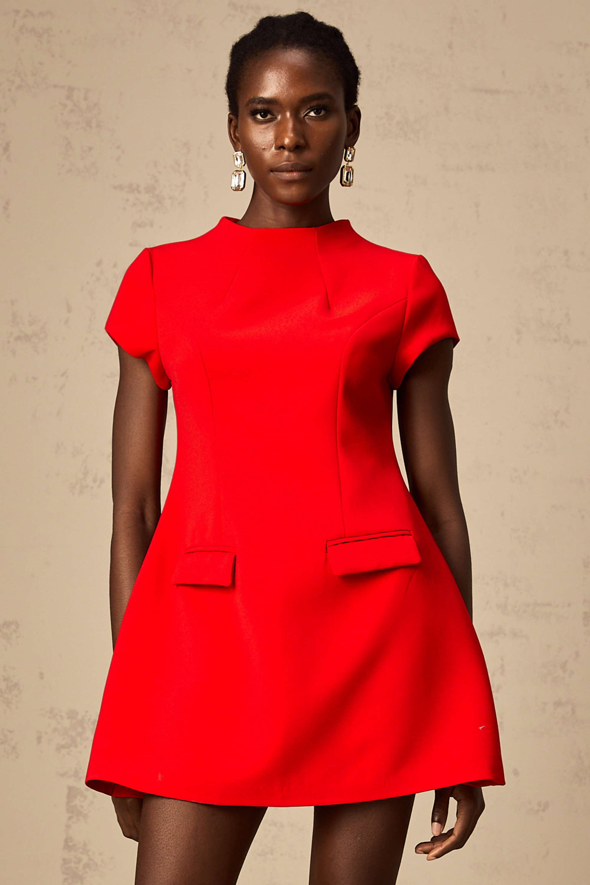 Esther red cap-sleeve mini dress (Final Sale-US Only)